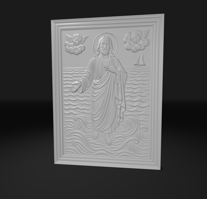 Jesus Walking on Water Framed High Relief Christian Catholic 3D print model_4