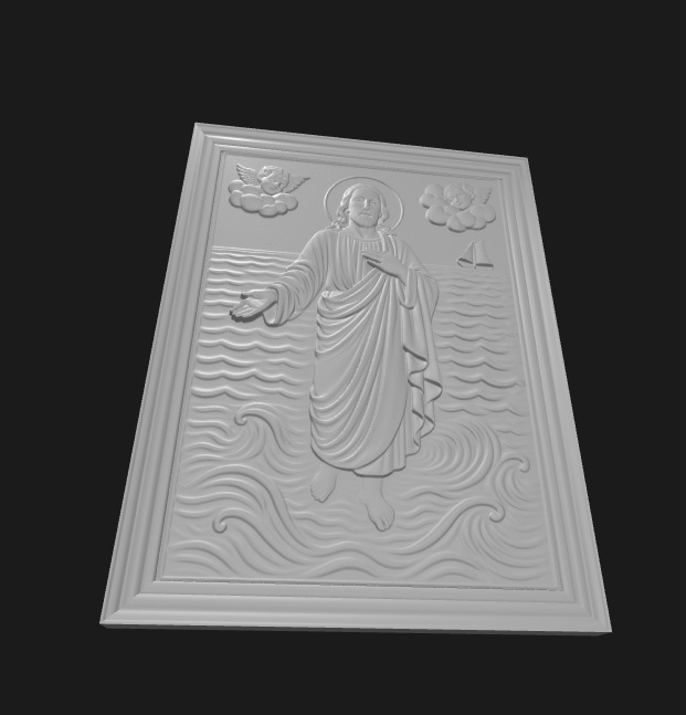 Jesus Walking on Water Framed High Relief Christian Catholic 3D print model_2