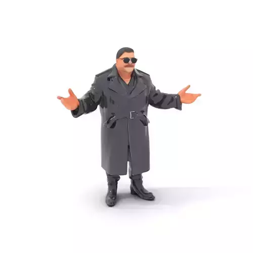 Mysterious Detective Rigged and Animated Character Model Low-poly 3D model