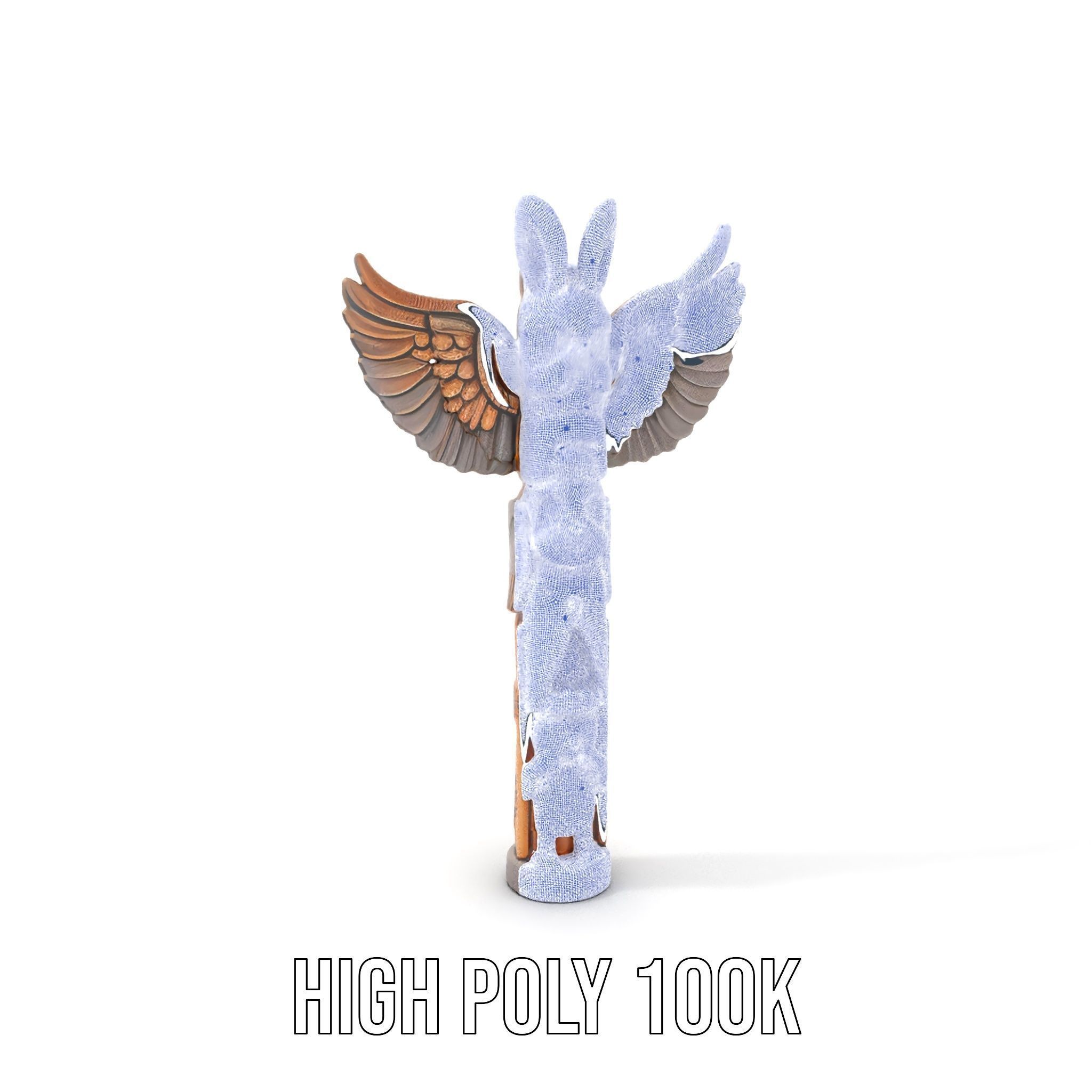 Wooden Totem Pole Model Pack with Intricate Carvings Low-poly 3D model_4