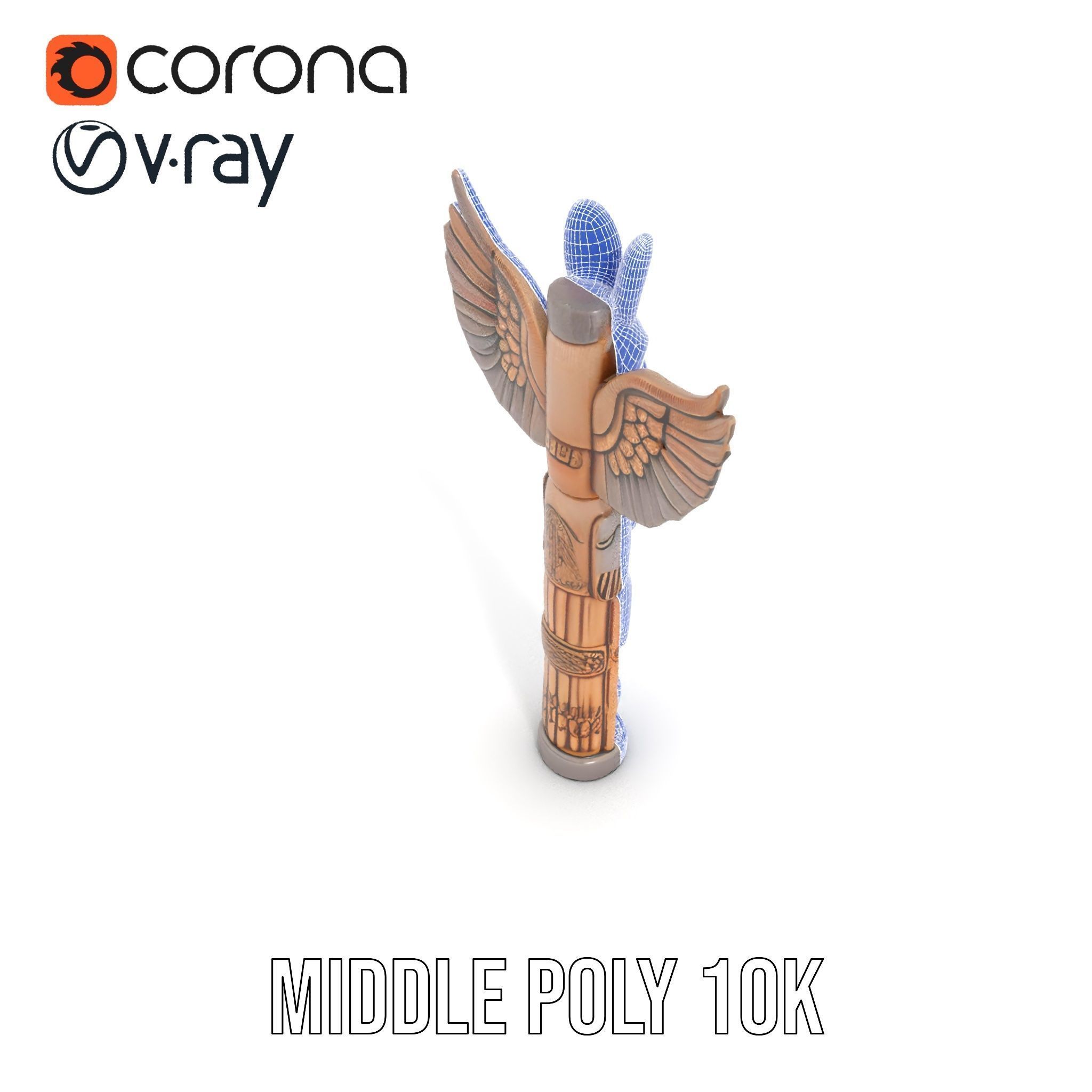 Wooden Totem Pole Model Pack with Intricate Carvings Low-poly 3D model_16