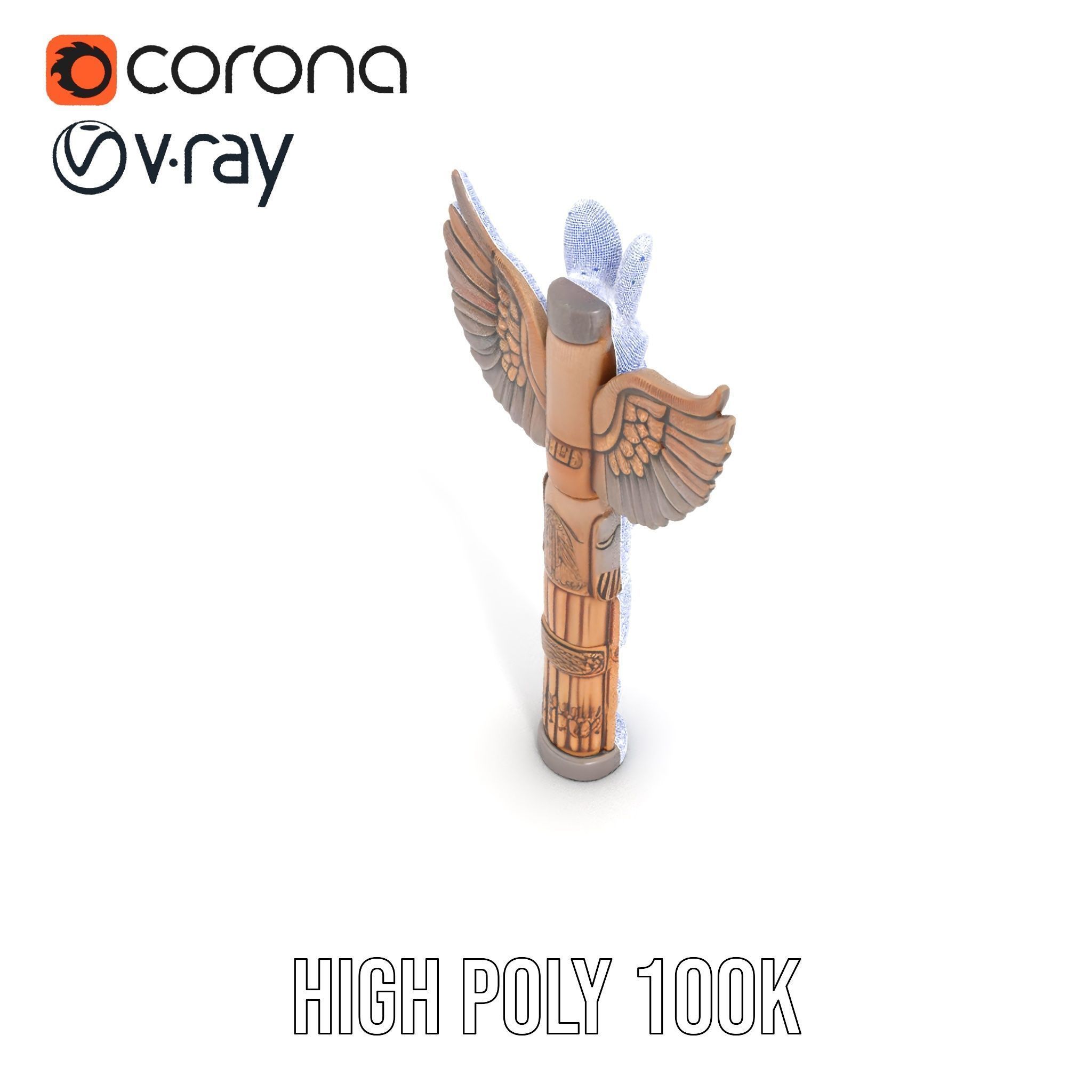 Wooden Totem Pole Model Pack with Intricate Carvings Low-poly 3D model_26