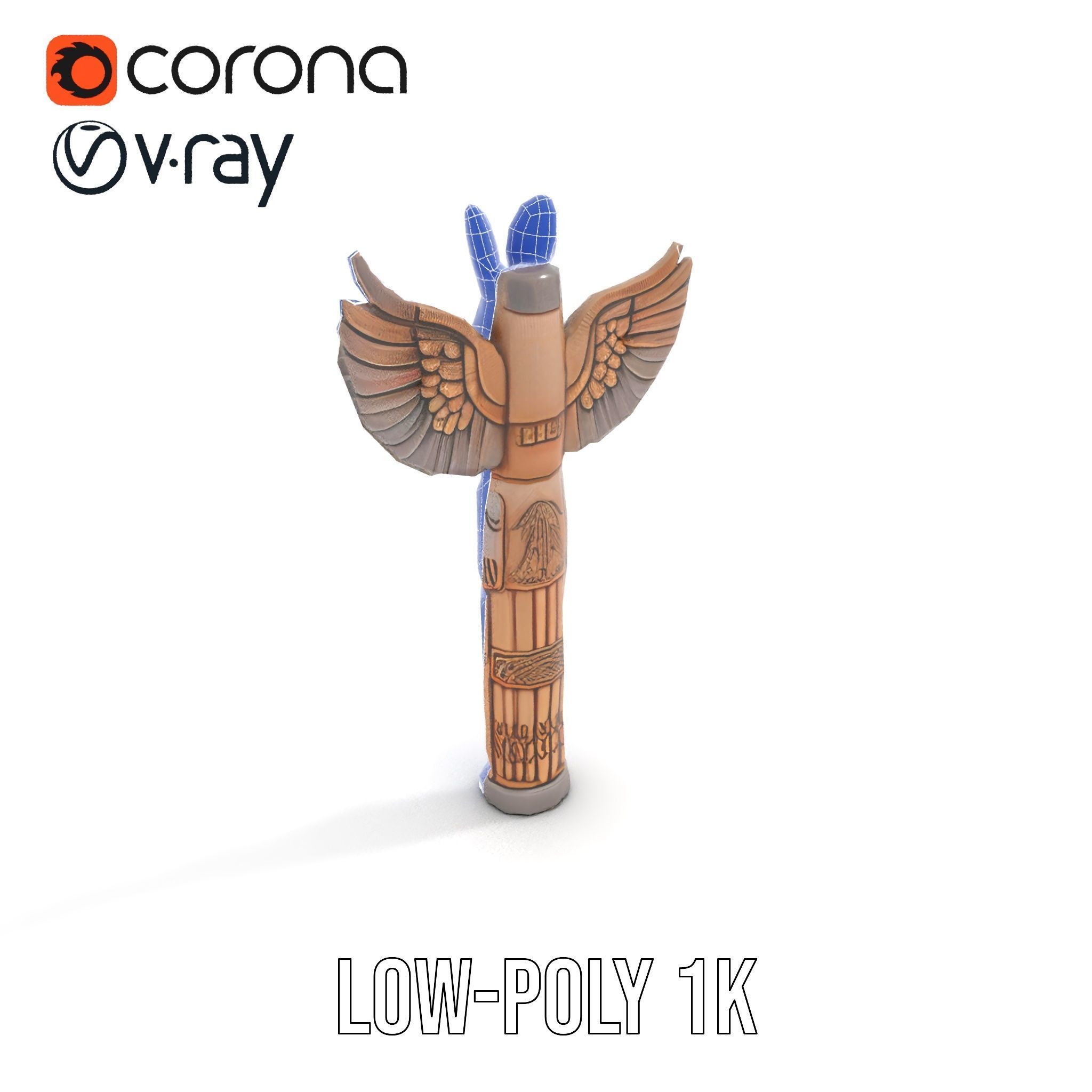 Wooden Totem Pole Model Pack with Intricate Carvings Low-poly 3D model_25