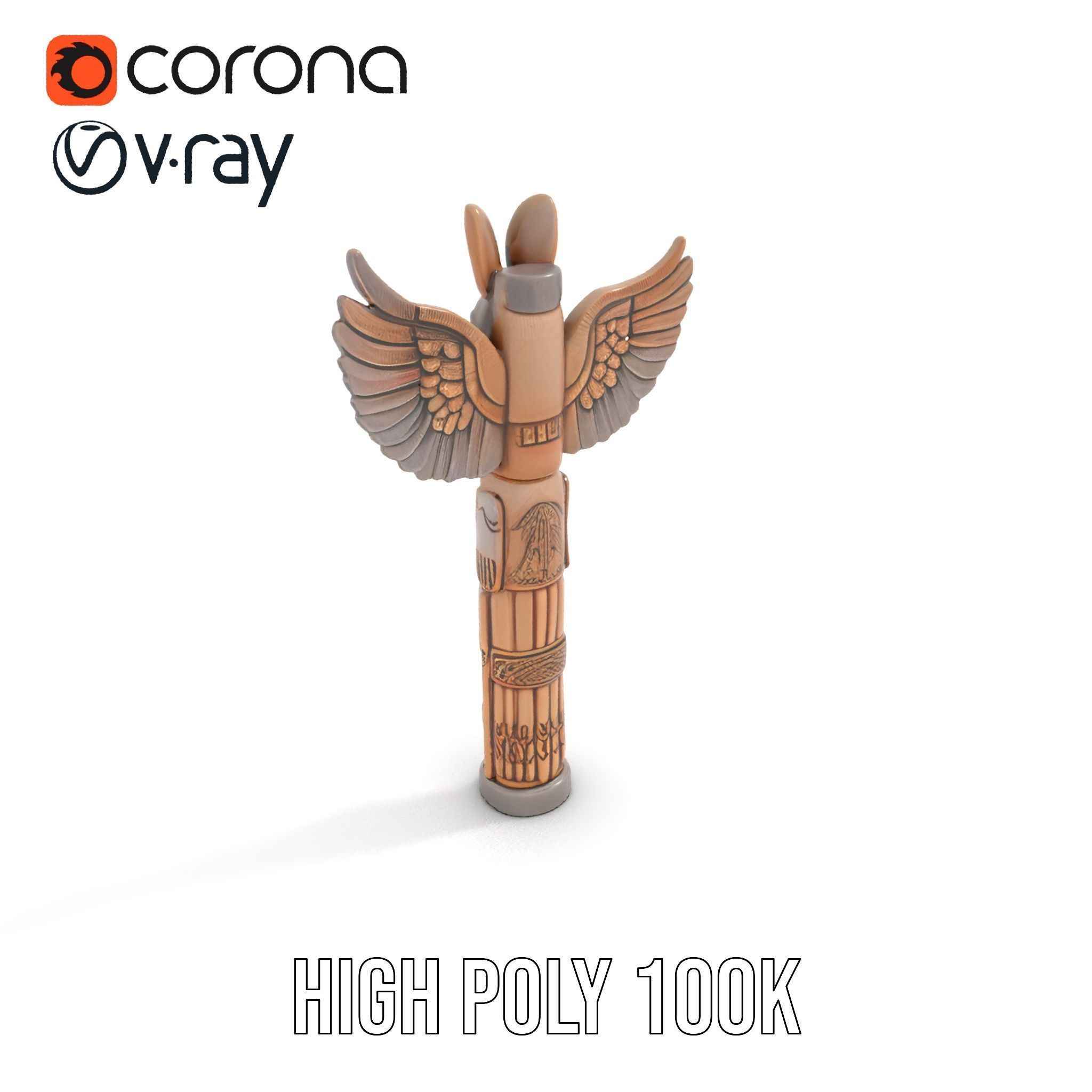 Wooden Totem Pole Model Pack with Intricate Carvings Low-poly 3D model_13