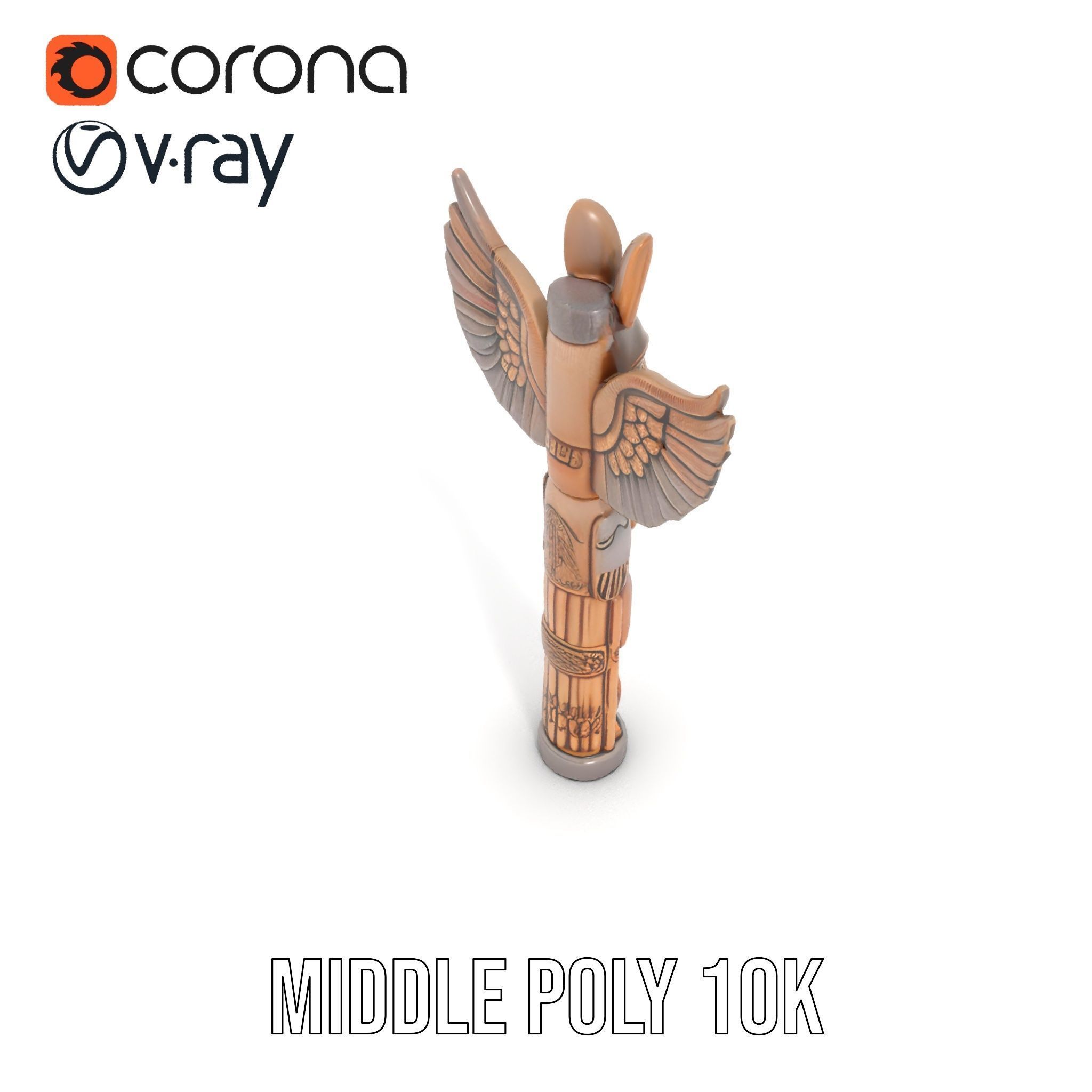 Wooden Totem Pole Model Pack with Intricate Carvings Low-poly 3D model_6