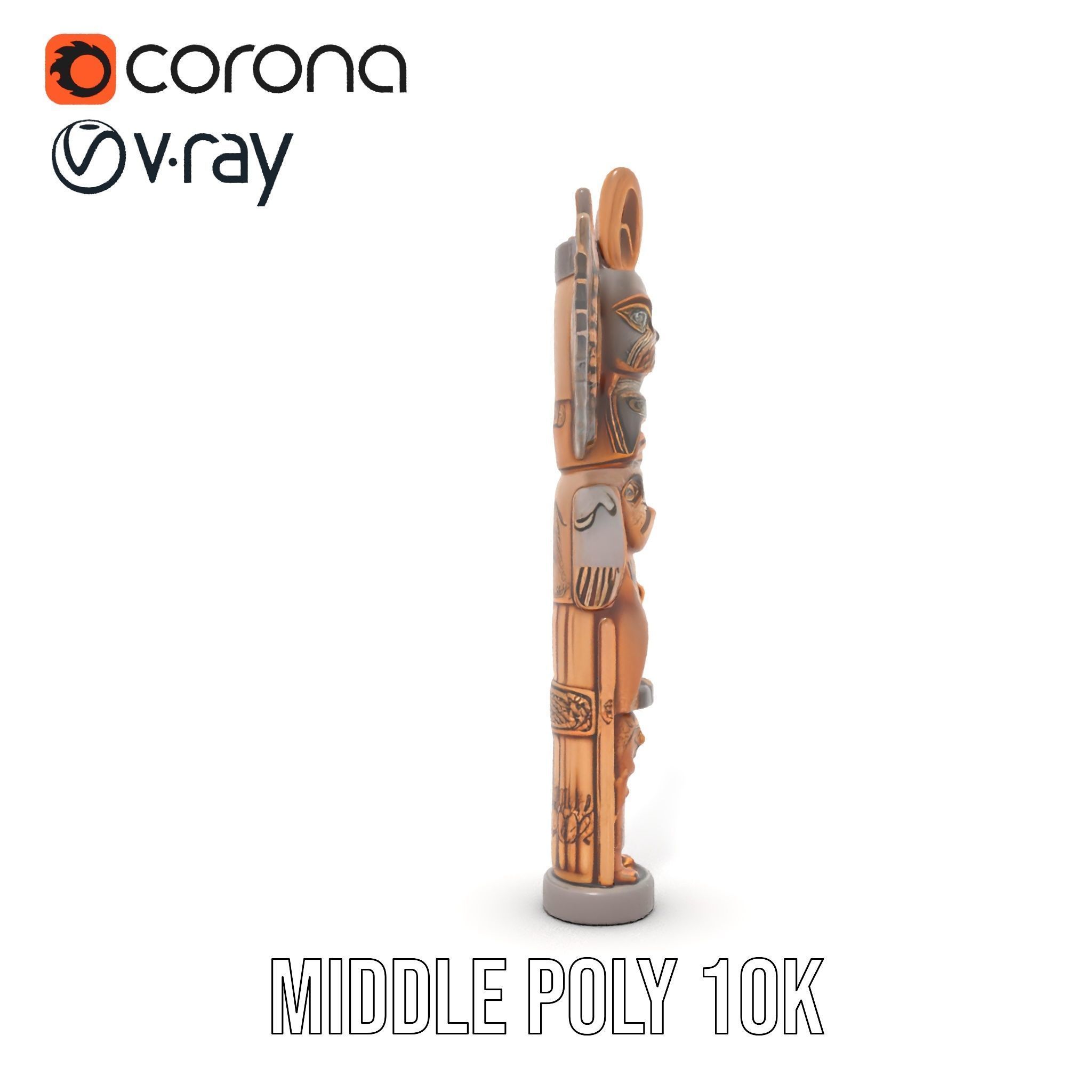 Wooden Totem Pole Model Pack with Intricate Carvings Low-poly 3D model_19