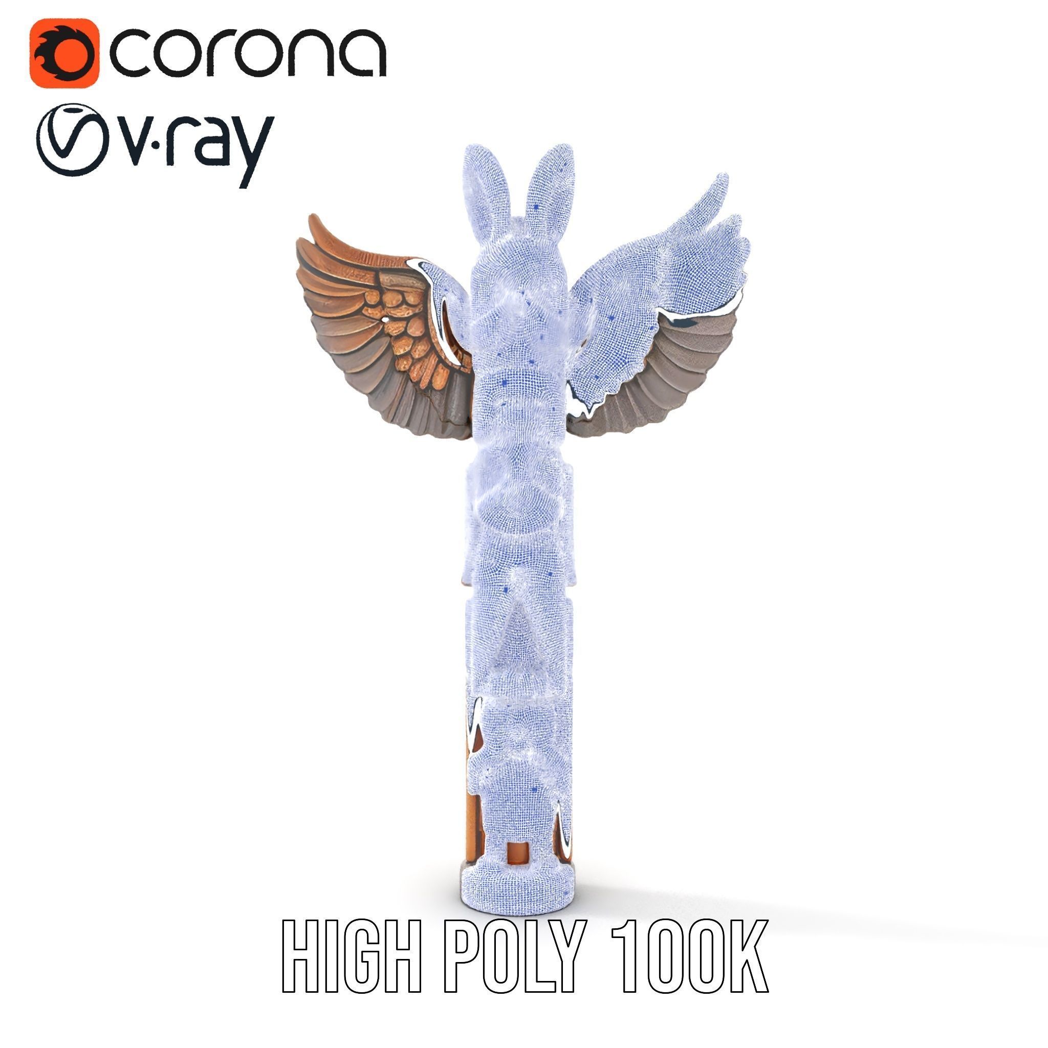 Wooden Totem Pole Model Pack with Intricate Carvings Low-poly 3D model_33