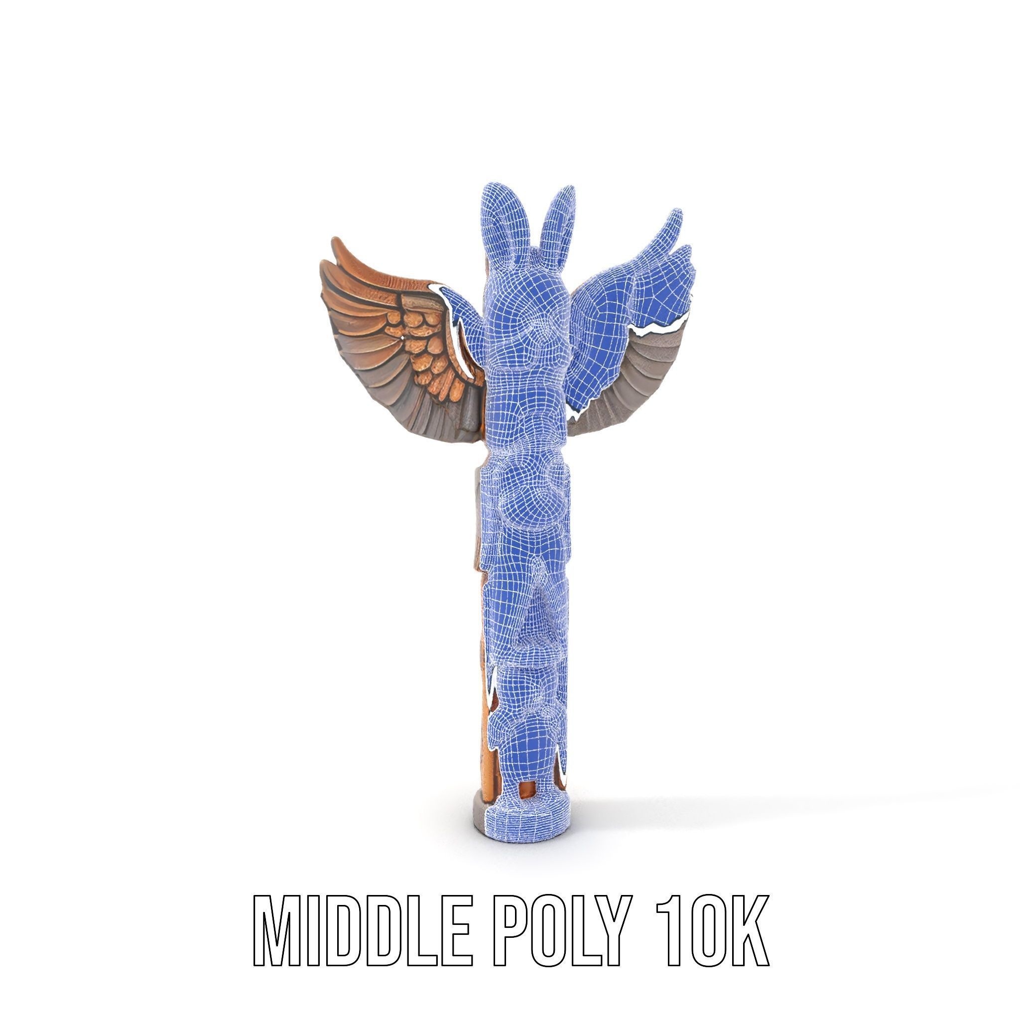 Wooden Totem Pole Model Pack with Intricate Carvings Low-poly 3D model_30