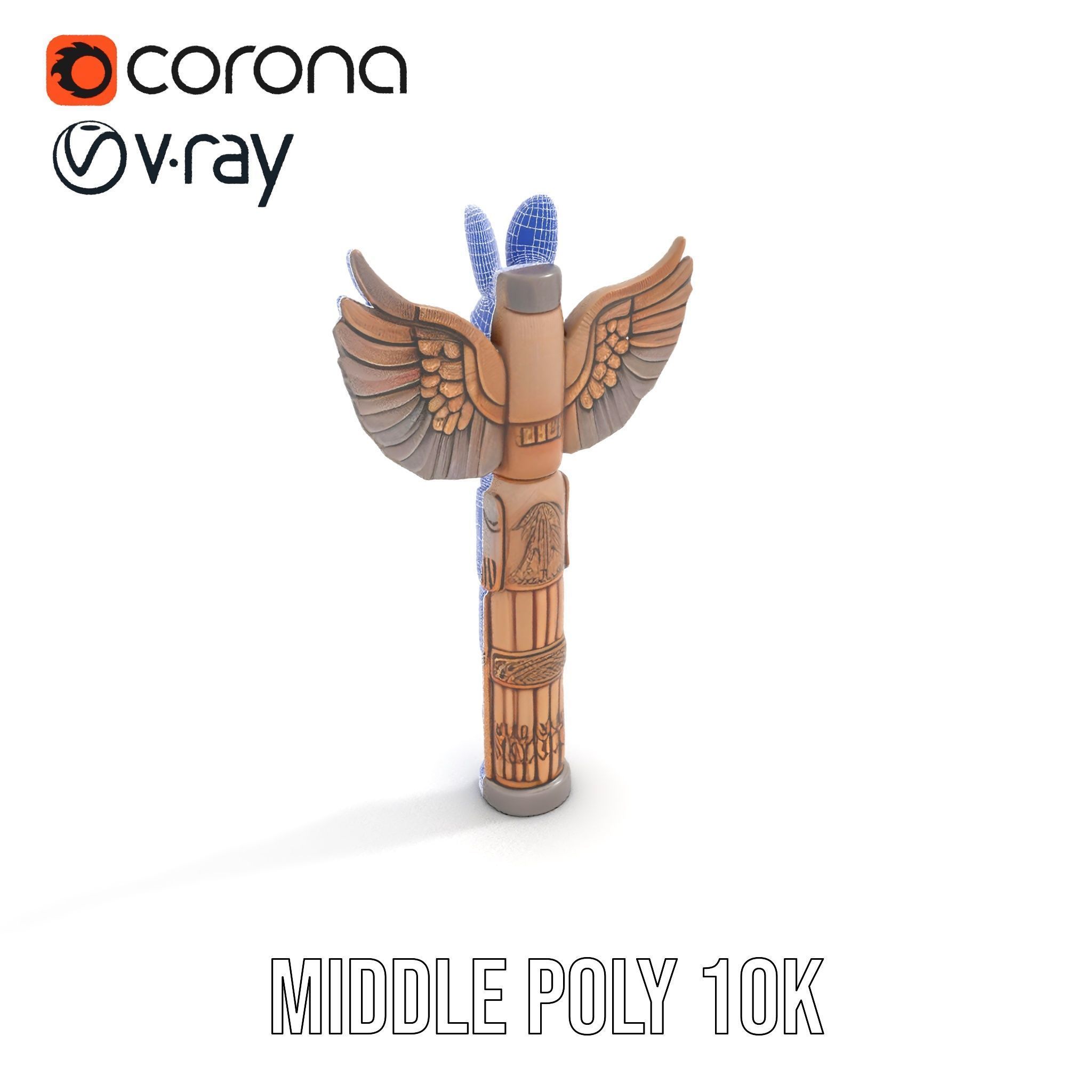 Wooden Totem Pole Model Pack with Intricate Carvings Low-poly 3D model_27