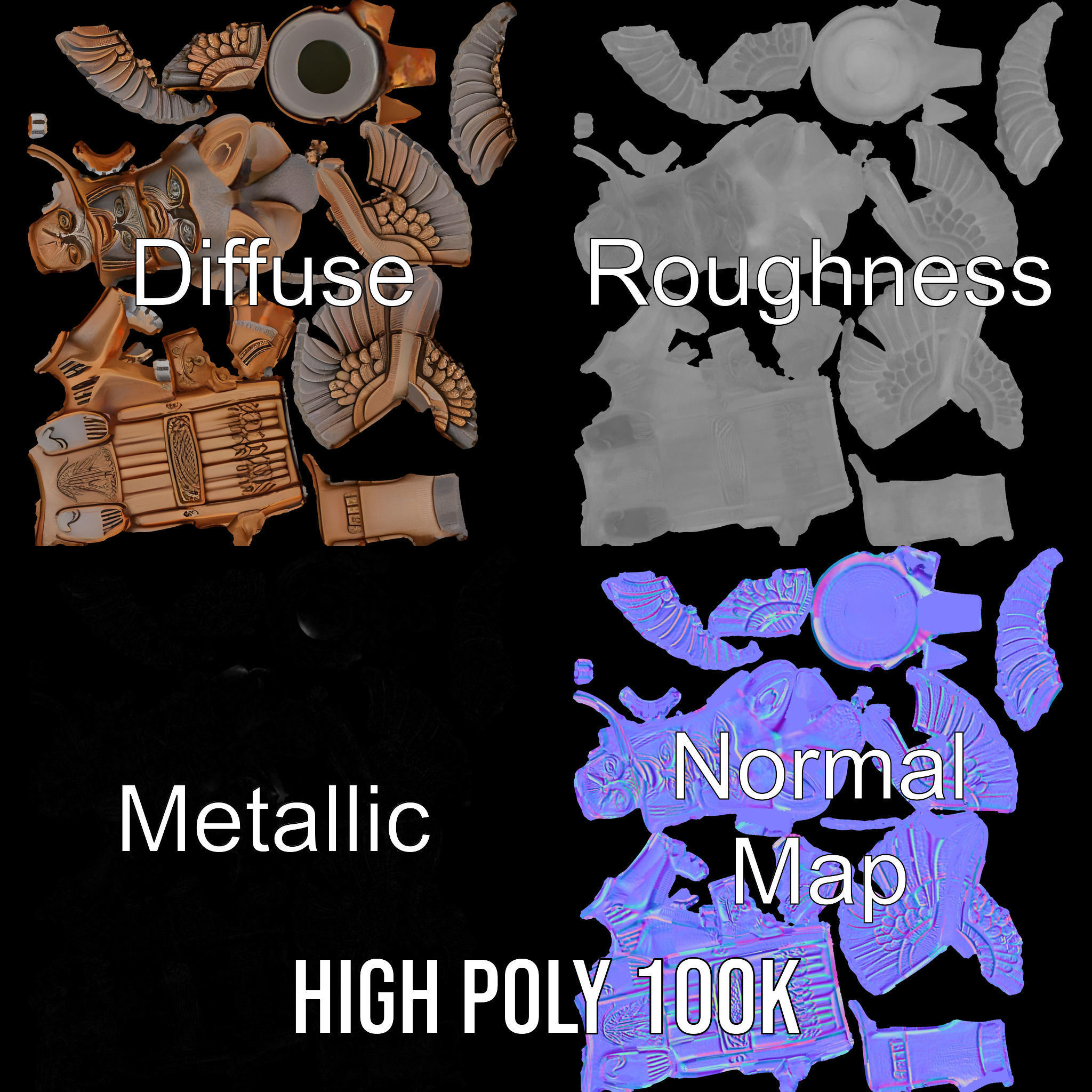 Wooden Totem Pole Model Pack with Intricate Carvings Low-poly 3D model_3