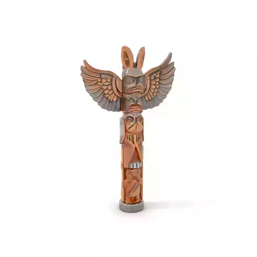 Wooden Totem Pole Model Pack with Intricate Carvings