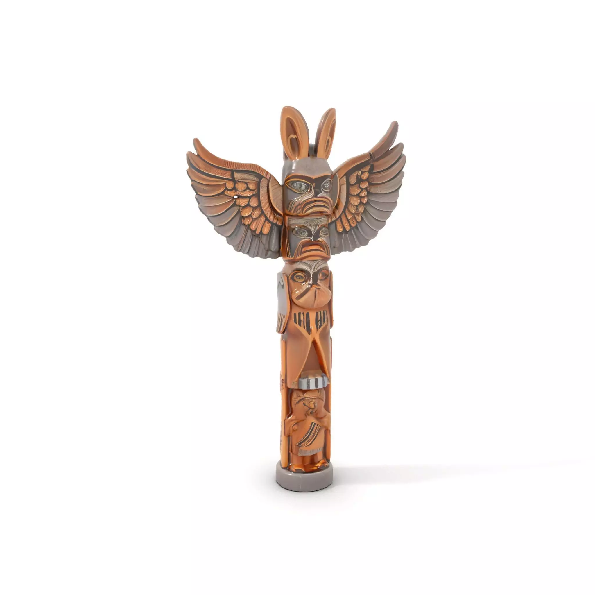 Wooden Totem Pole Model Pack with Intricate Carvings Low-poly 3D model_0