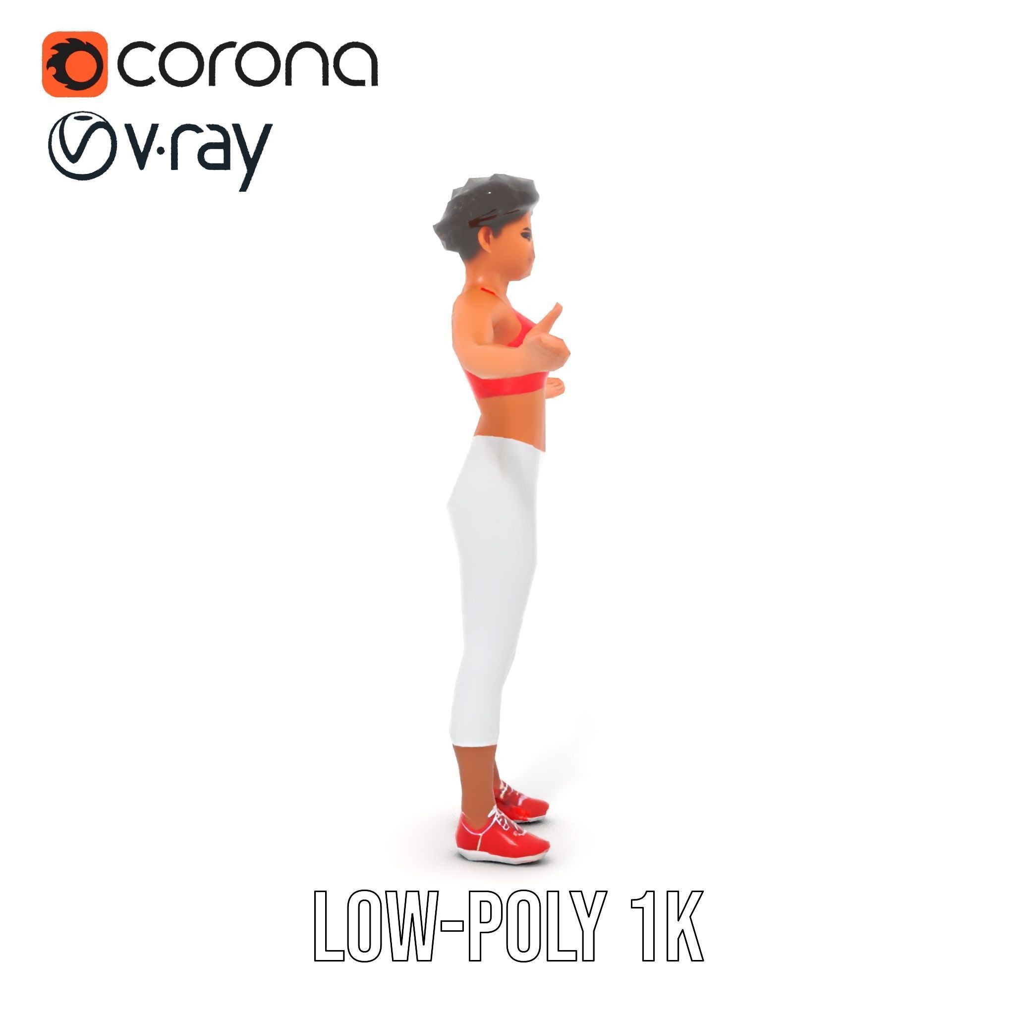 Athletic Female Character Model Rigged and Animated Low-poly 3D model_27