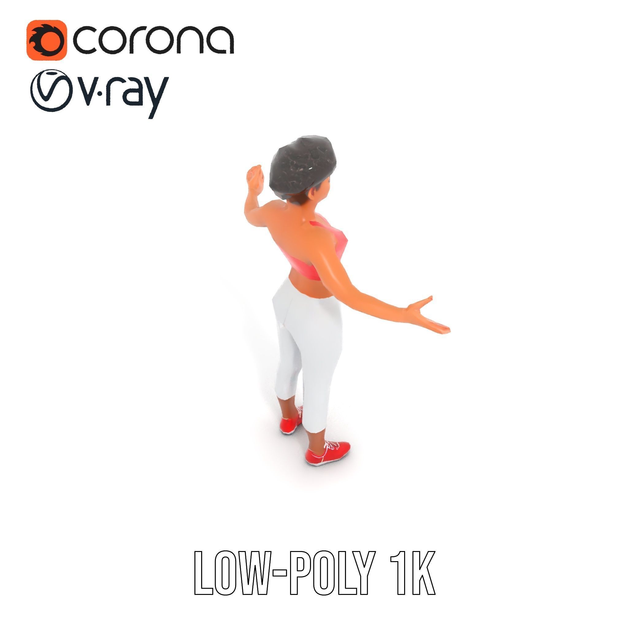 Athletic Female Character Model Rigged and Animated Low-poly 3D model_11