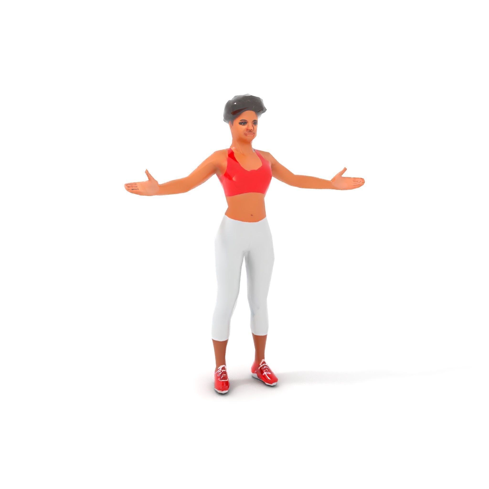 Athletic Female Character Model Rigged and Animated Low-poly 3D model_18