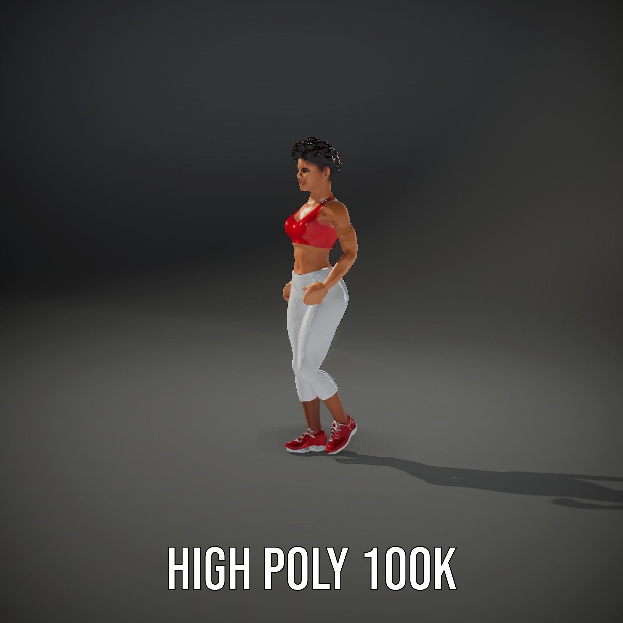 Athletic Female Character Model Rigged and Animated Low-poly 3D model_28