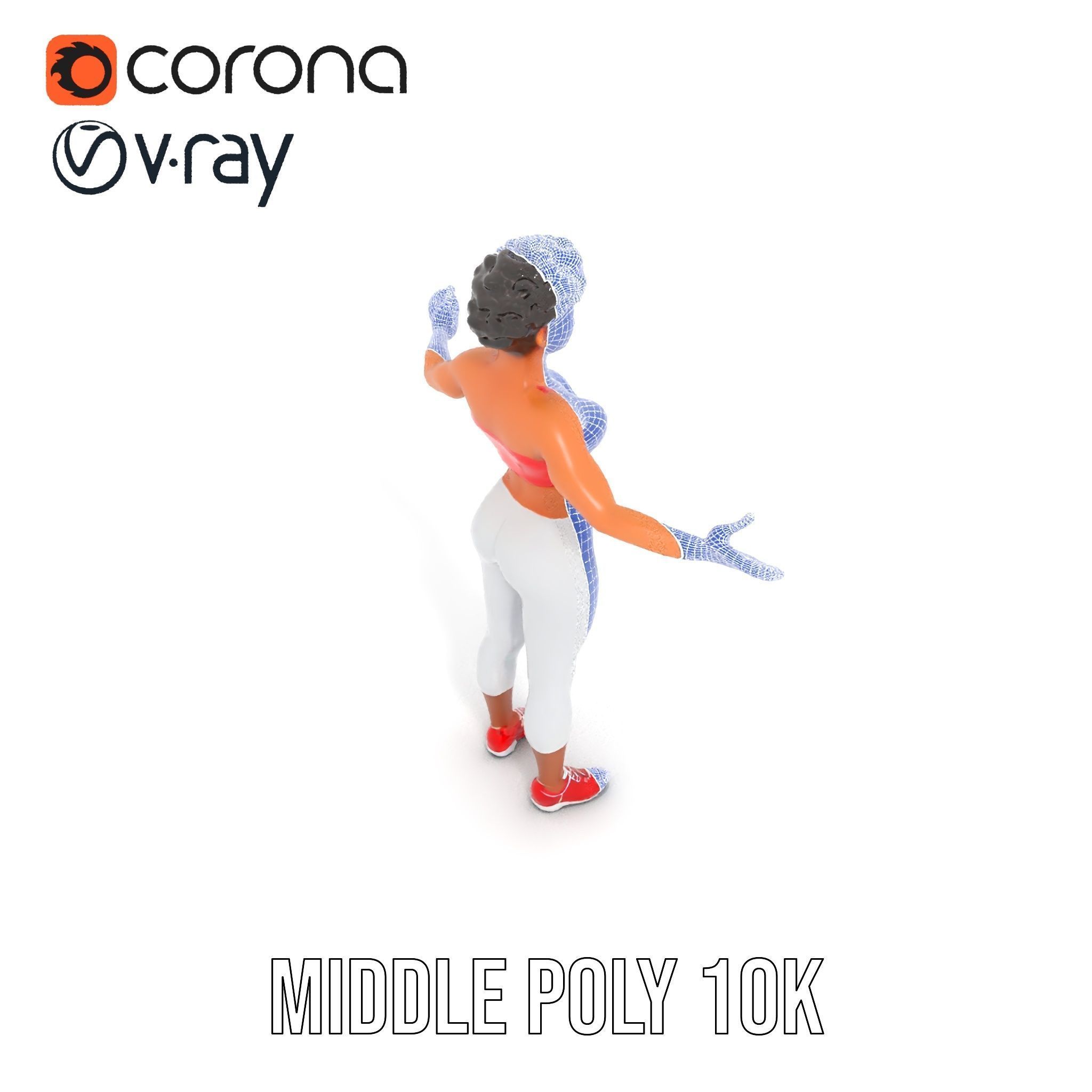 Athletic Female Character Model Rigged and Animated Low-poly 3D model_17