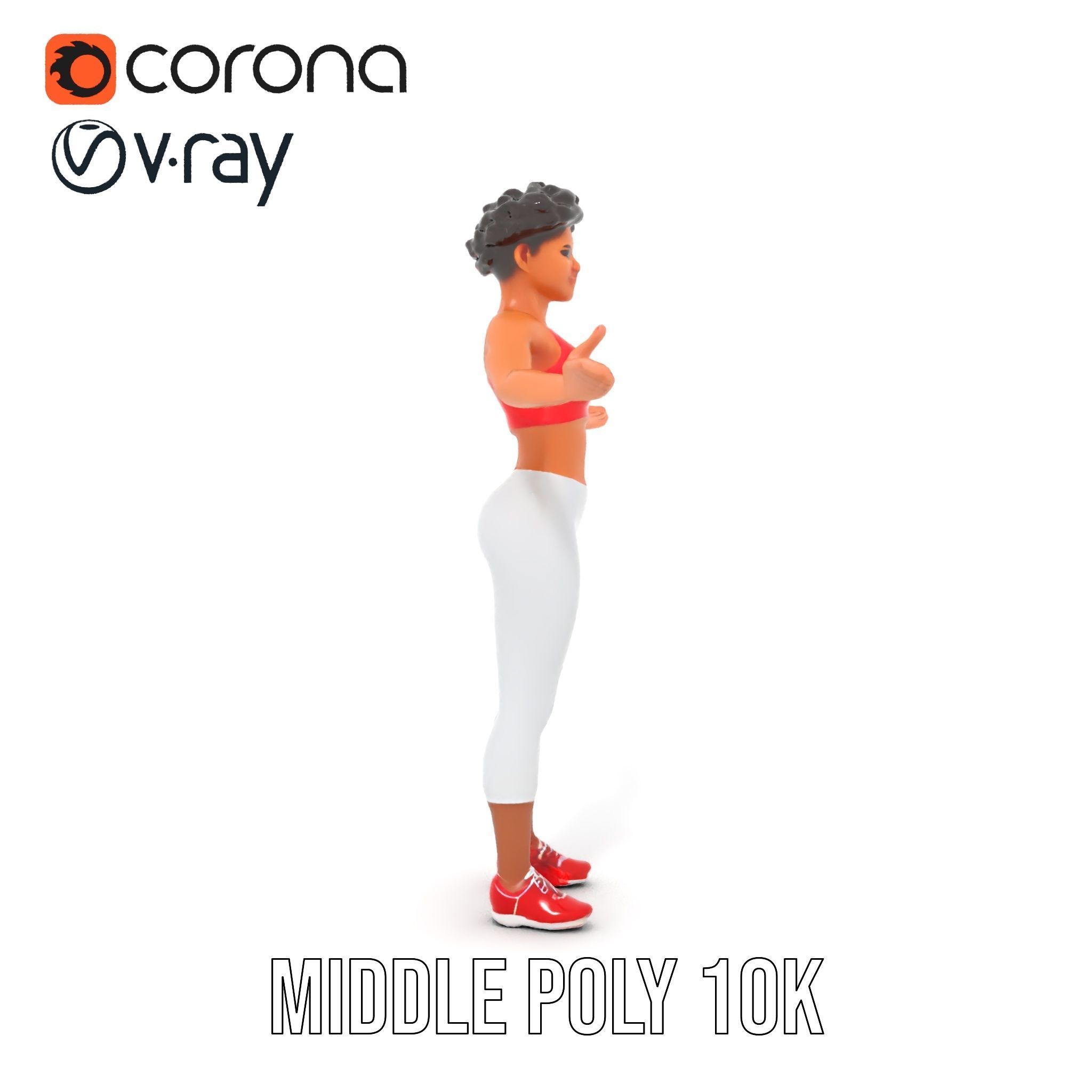 Athletic Female Character Model Rigged and Animated Low-poly 3D model_26