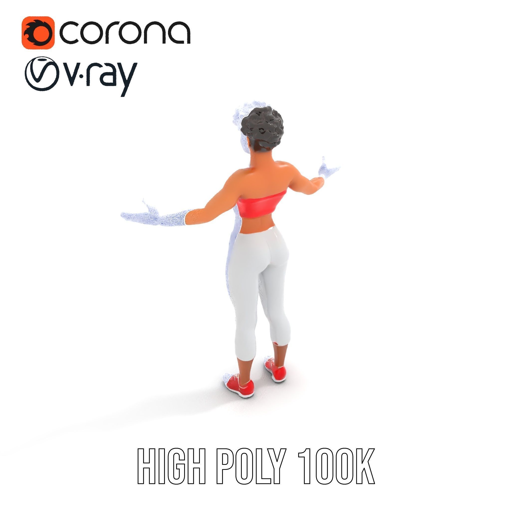 Athletic Female Character Model Rigged and Animated Low-poly 3D model_19