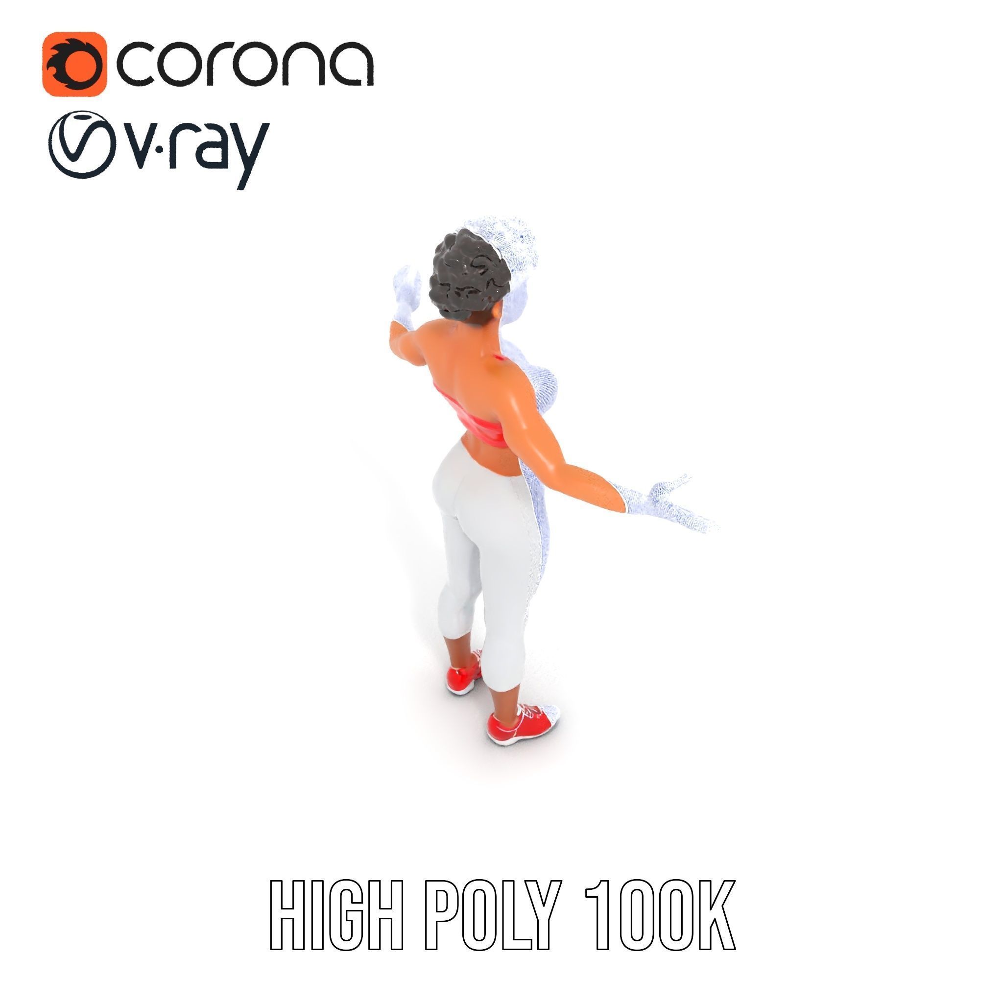 Athletic Female Character Model Rigged and Animated Low-poly 3D model_31