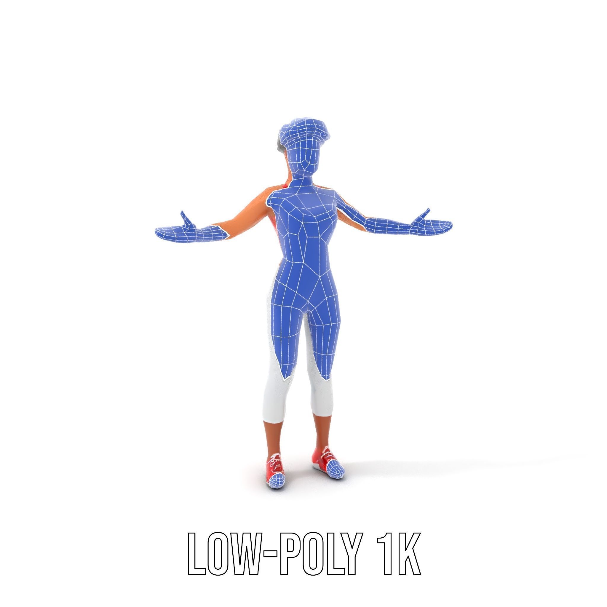 Athletic Female Character Model Rigged and Animated Low-poly 3D model_7