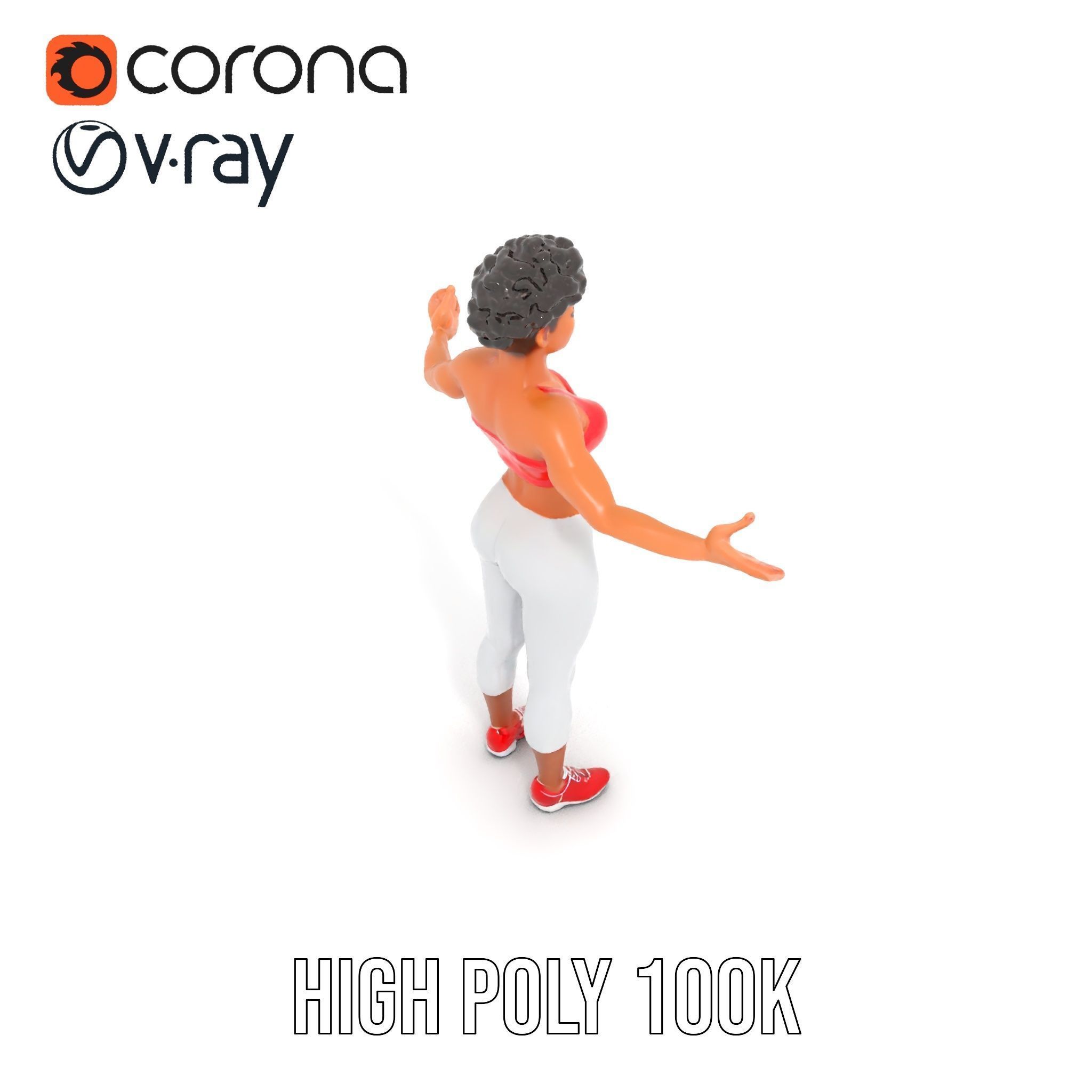 Athletic Female Character Model Rigged and Animated Low-poly 3D model_12