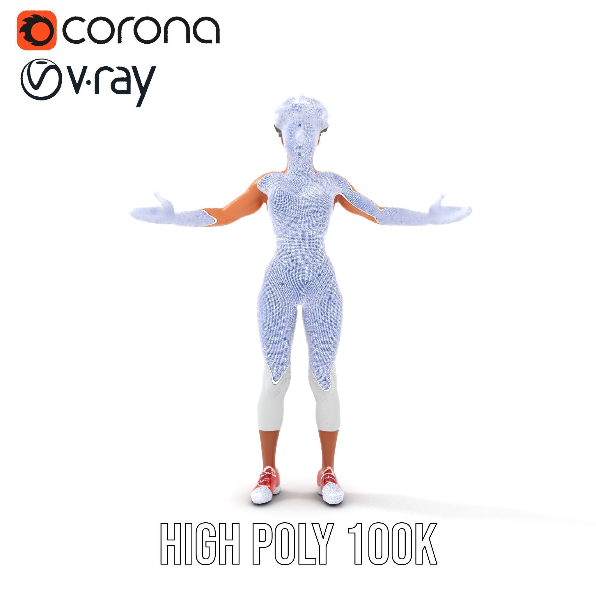 Athletic Female Character Model Rigged and Animated Low-poly 3D model_33