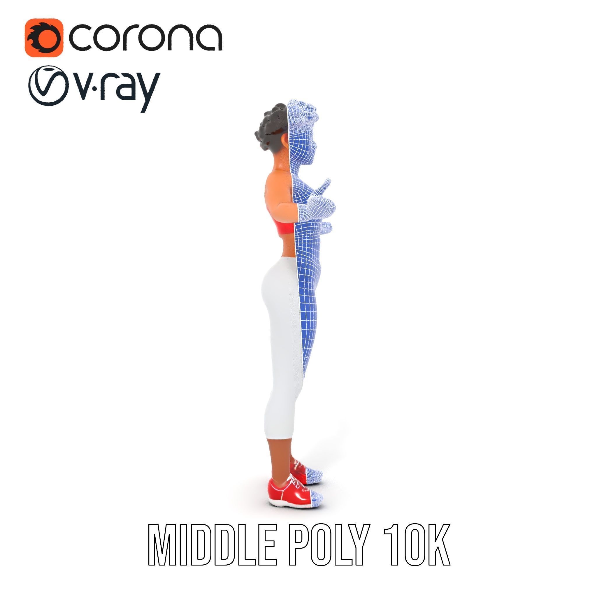 Athletic Female Character Model Rigged and Animated Low-poly 3D model_23