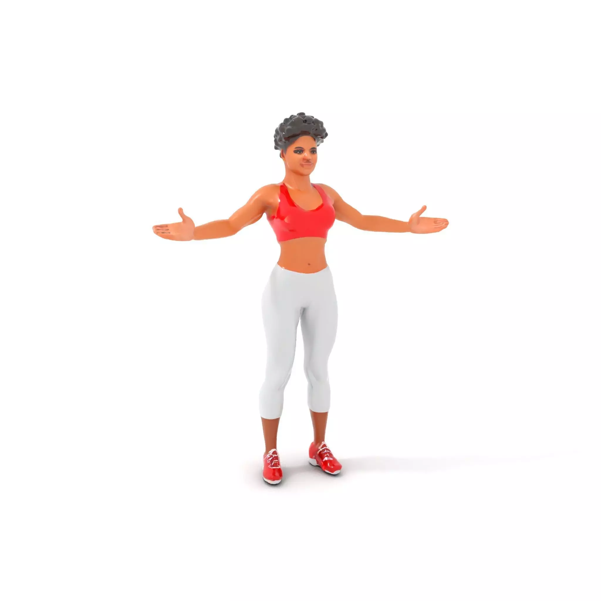 Athletic Female Character Model Rigged and Animated Low-poly 3D model_0