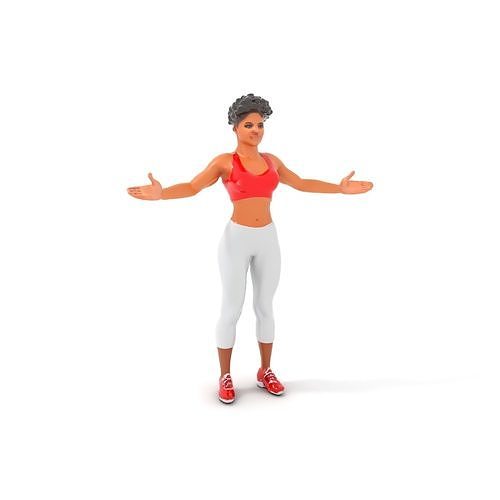 Athletic Female Character Model Rigged and Animated Low-poly 3D model