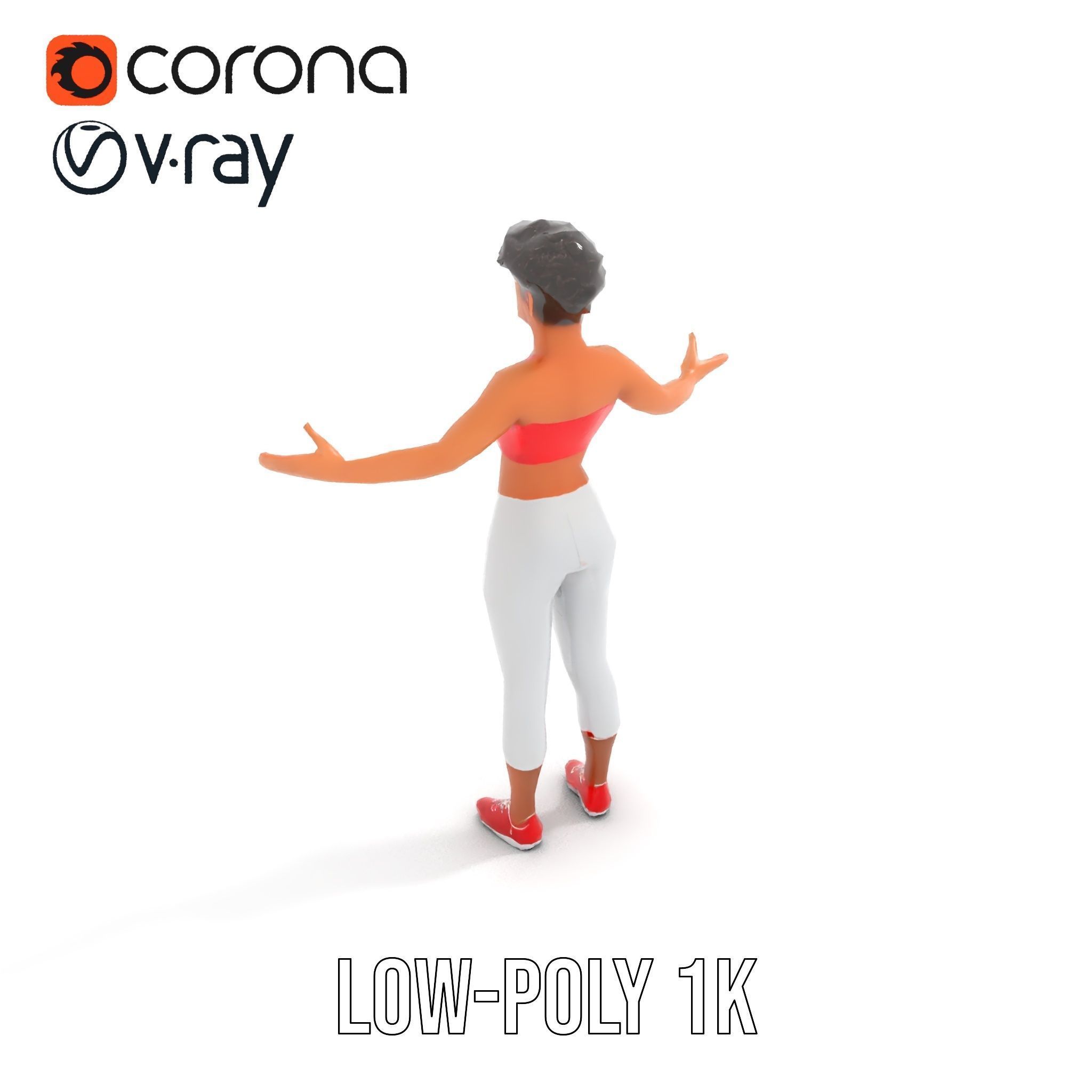 Athletic Female Character Model Rigged and Animated Low-poly 3D model_30