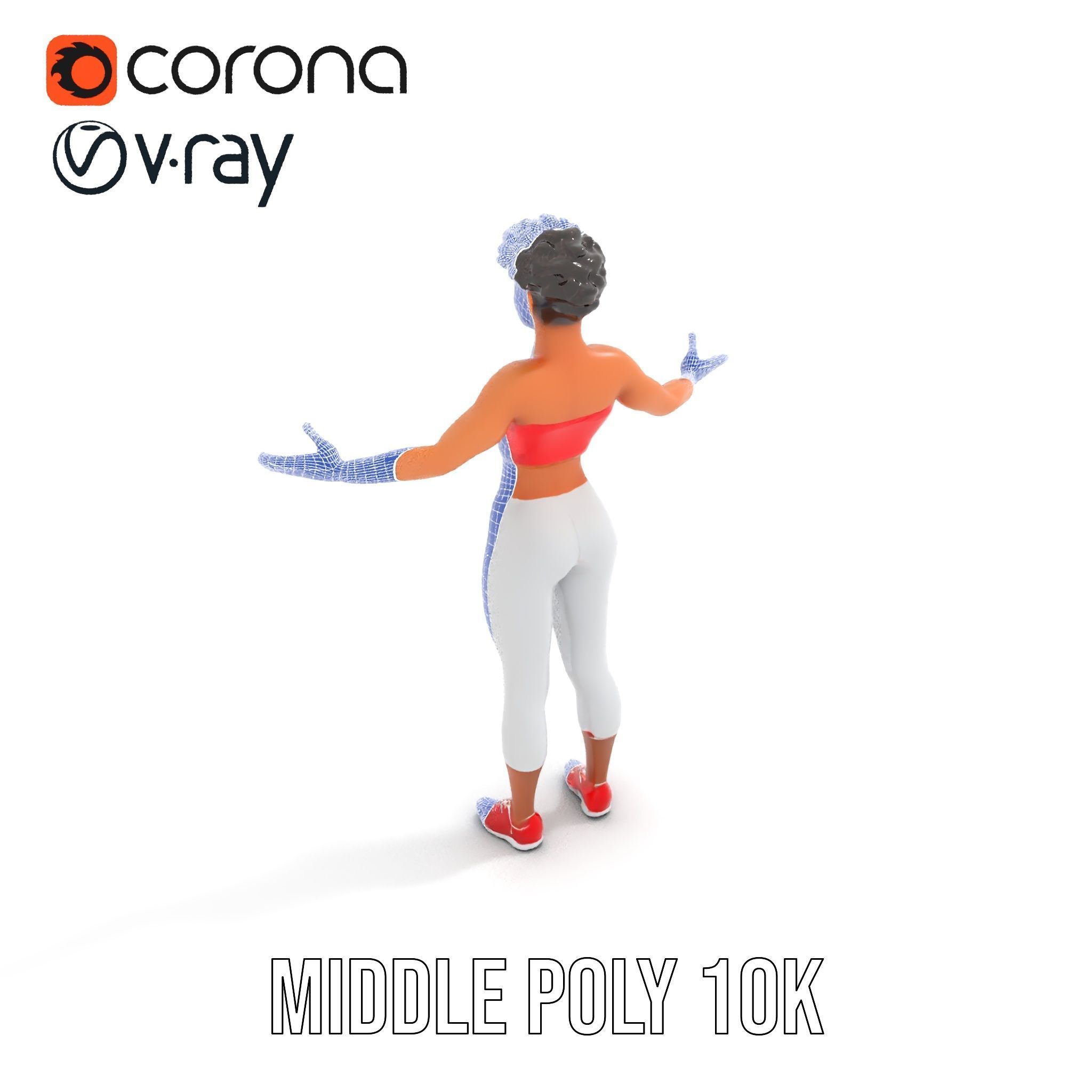 Athletic Female Character Model Rigged and Animated Low-poly 3D model_29