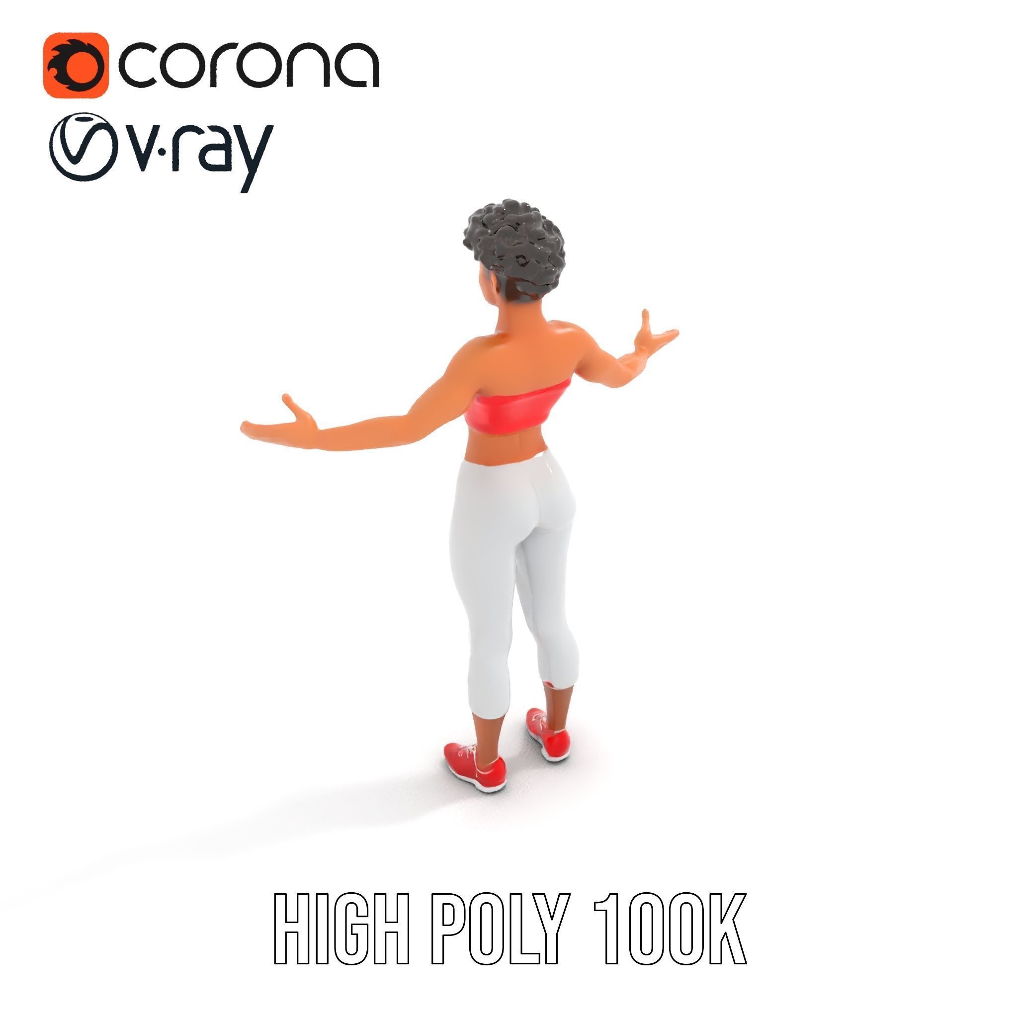 Athletic Female Character Model Rigged and Animated Low-poly 3D model_22