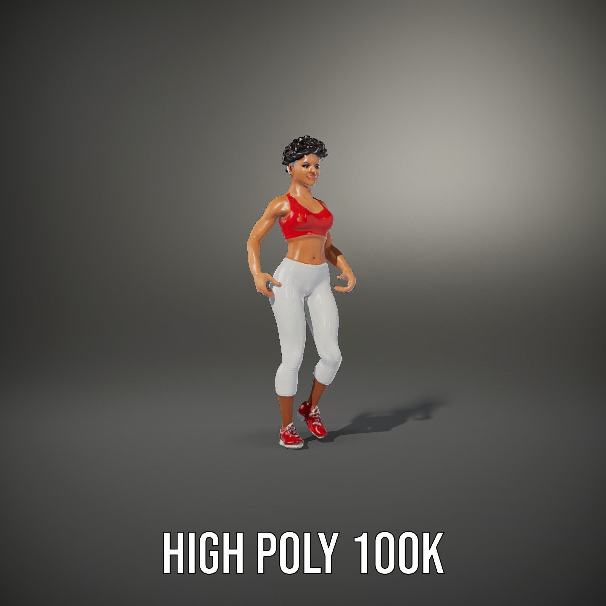 Athletic Female Character Model Rigged and Animated Low-poly 3D model_35