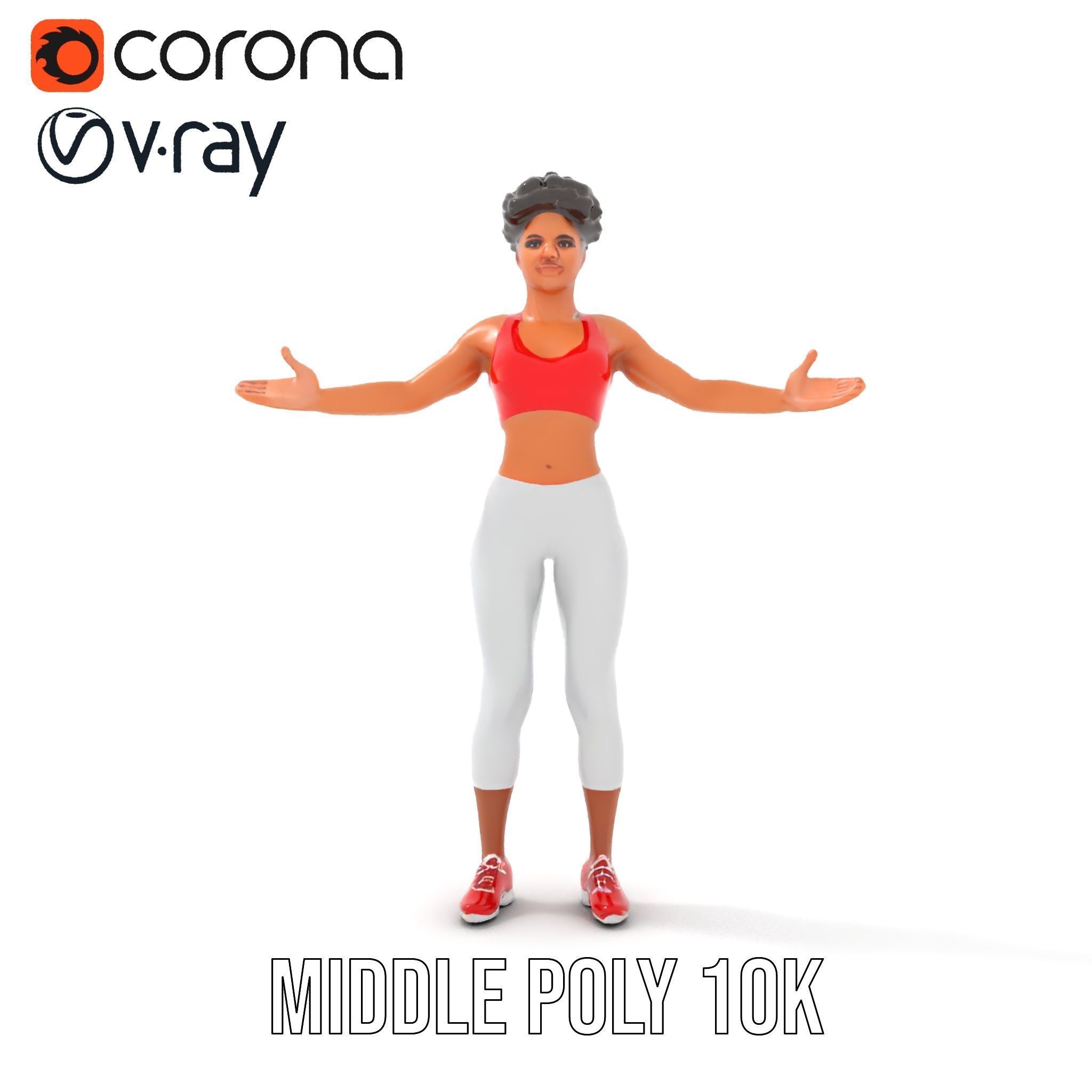 Athletic Female Character Model Rigged and Animated Low-poly 3D model_34