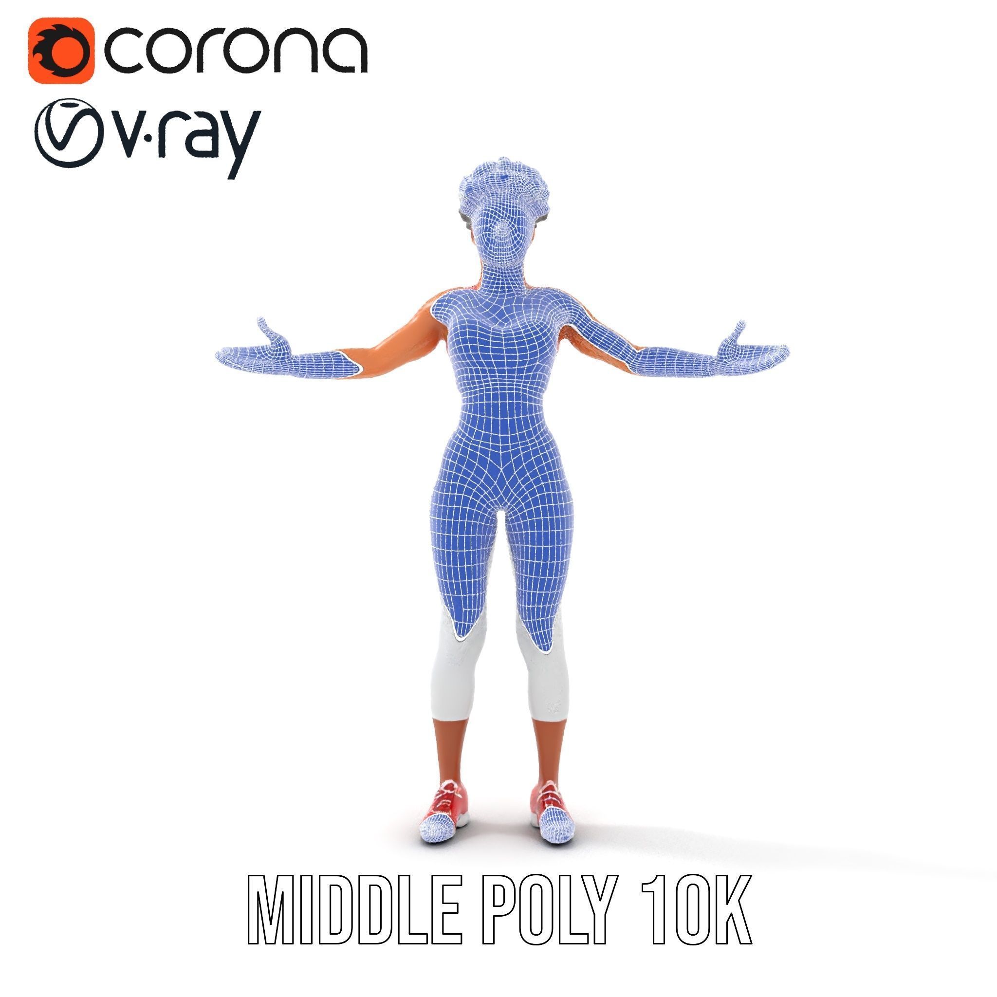 Athletic Female Character Model Rigged and Animated Low-poly 3D model_32