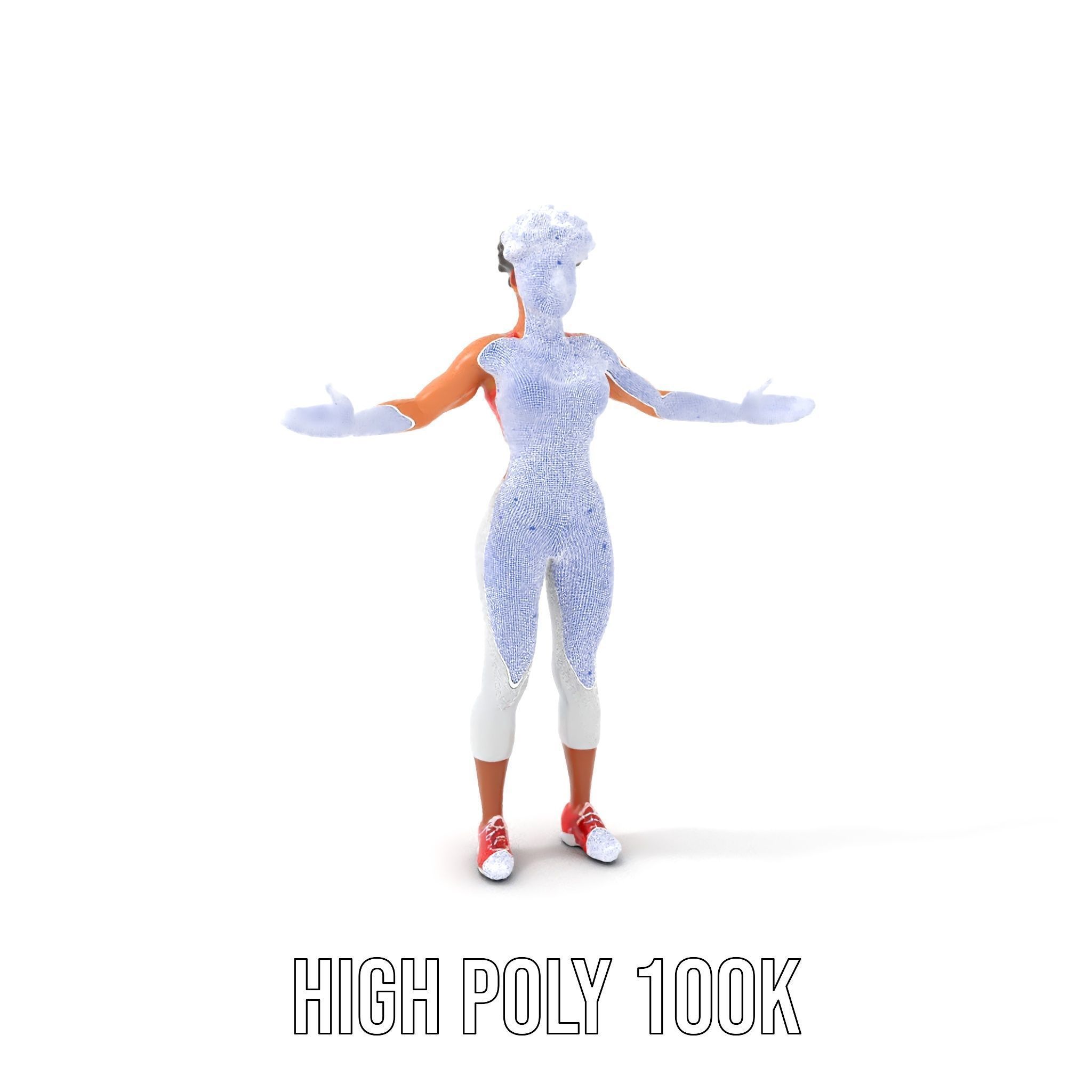 Athletic Female Character Model Rigged and Animated Low-poly 3D model_4