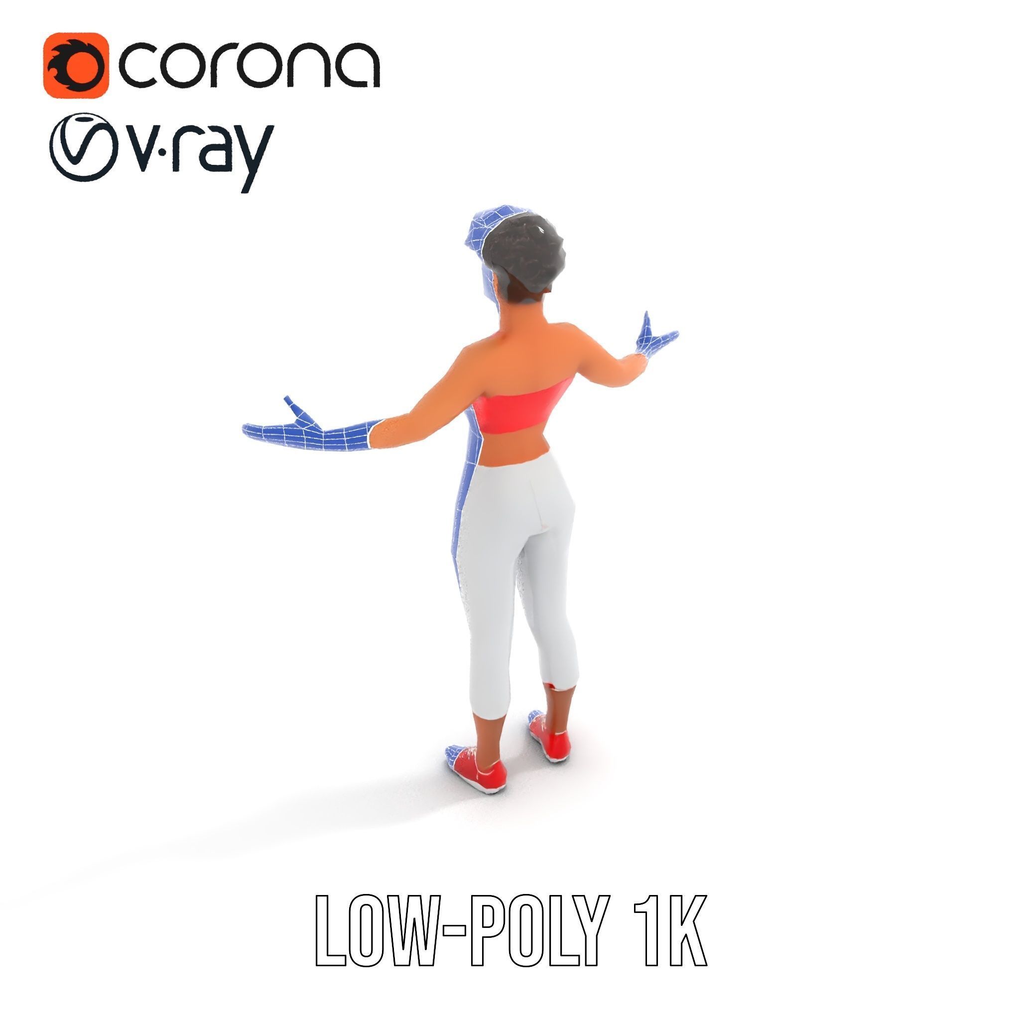 Athletic Female Character Model Rigged and Animated Low-poly 3D model_8