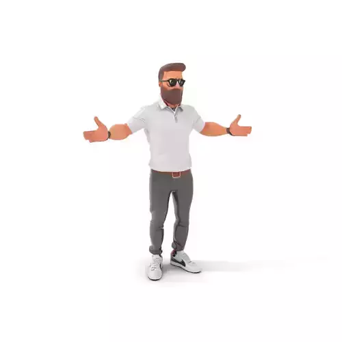 Bearded Modern Casual Male Character  Rigged and Animated Low-poly 3D model