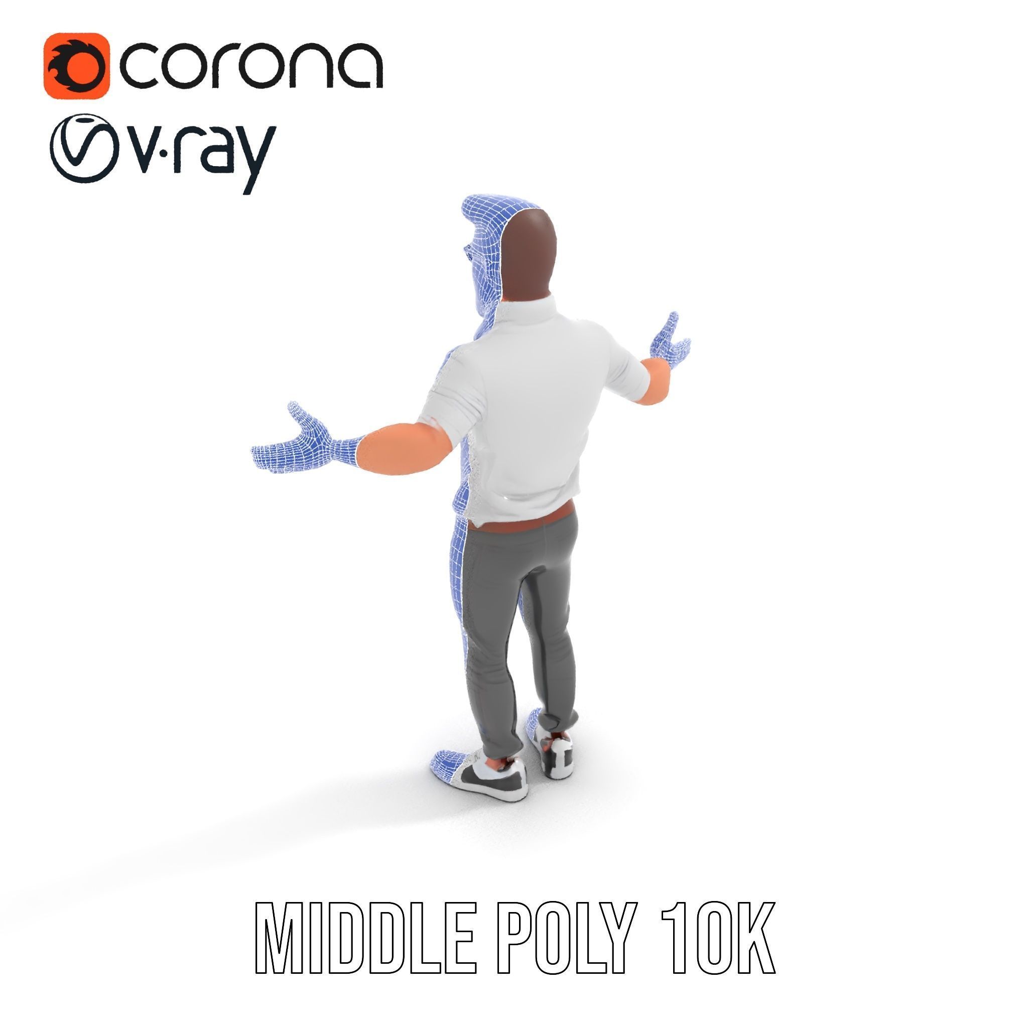 Bearded Modern Casual Male Character  Rigged and Animated Low-poly 3D model_18