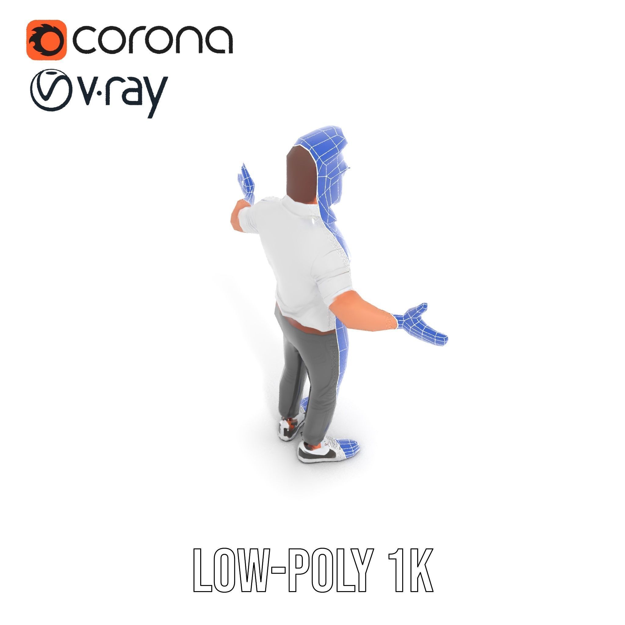 Bearded Modern Casual Male Character  Rigged and Animated Low-poly 3D model_25