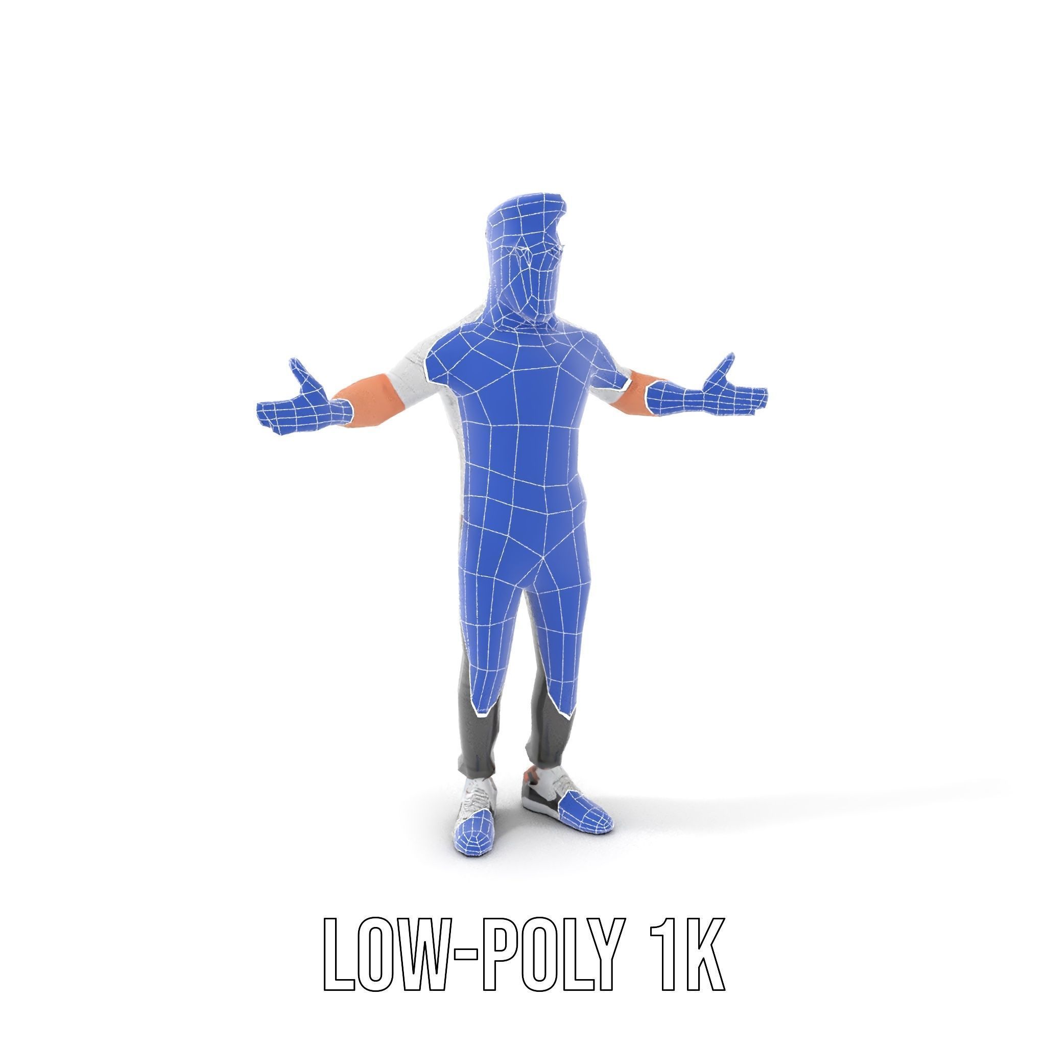Bearded Modern Casual Male Character  Rigged and Animated Low-poly 3D model_22