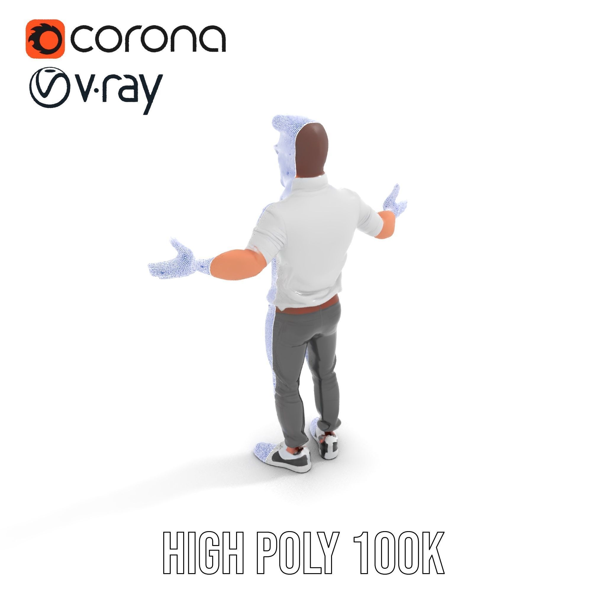 Bearded Modern Casual Male Character  Rigged and Animated Low-poly 3D model_31