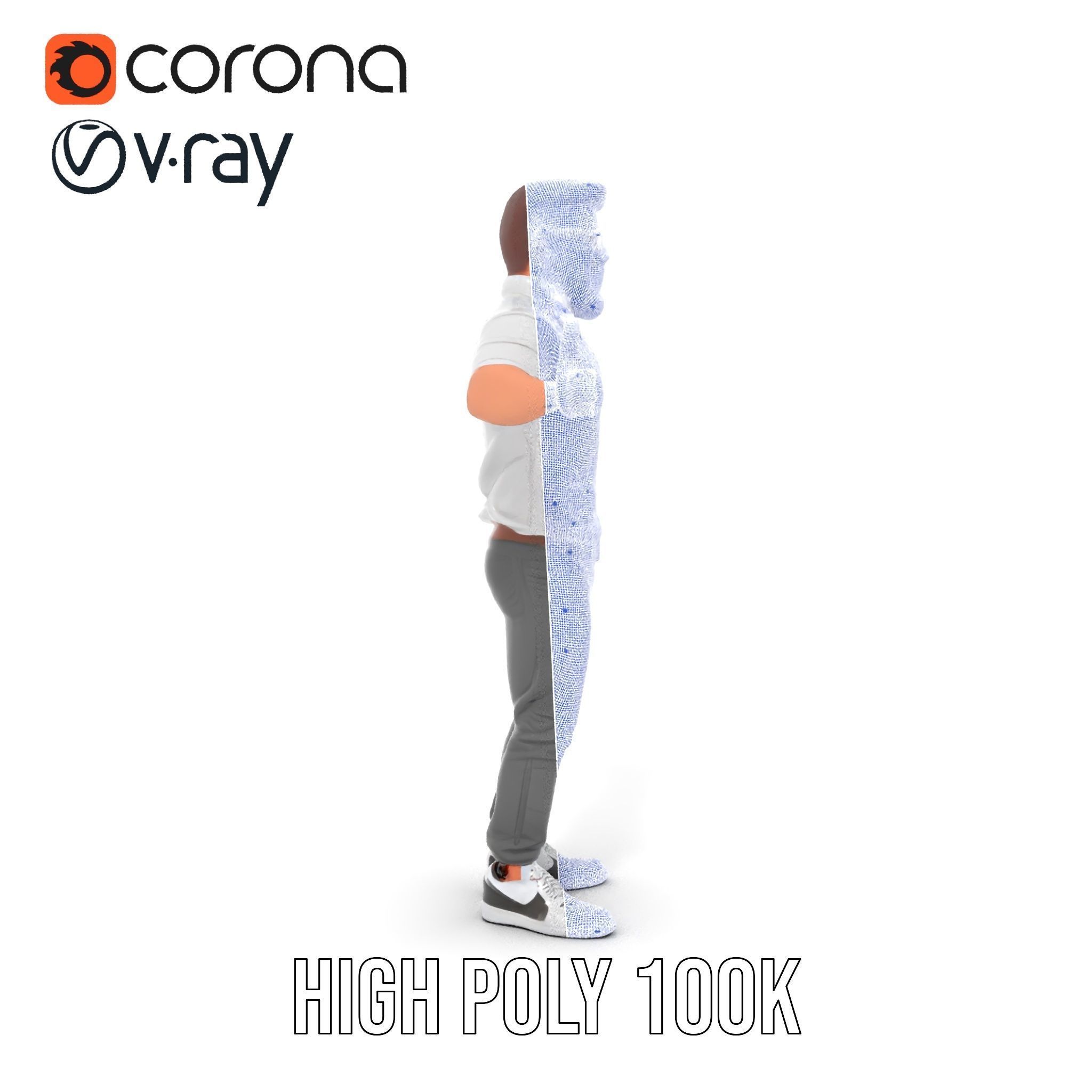 Bearded Modern Casual Male Character  Rigged and Animated Low-poly 3D model_36