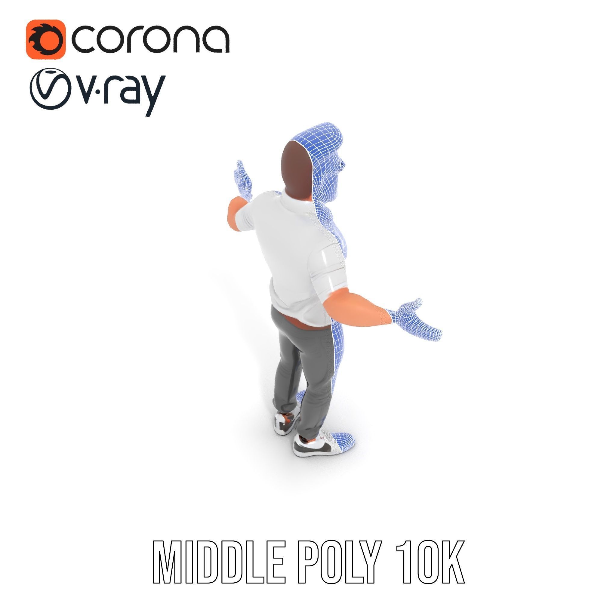 Bearded Modern Casual Male Character  Rigged and Animated Low-poly 3D model_34