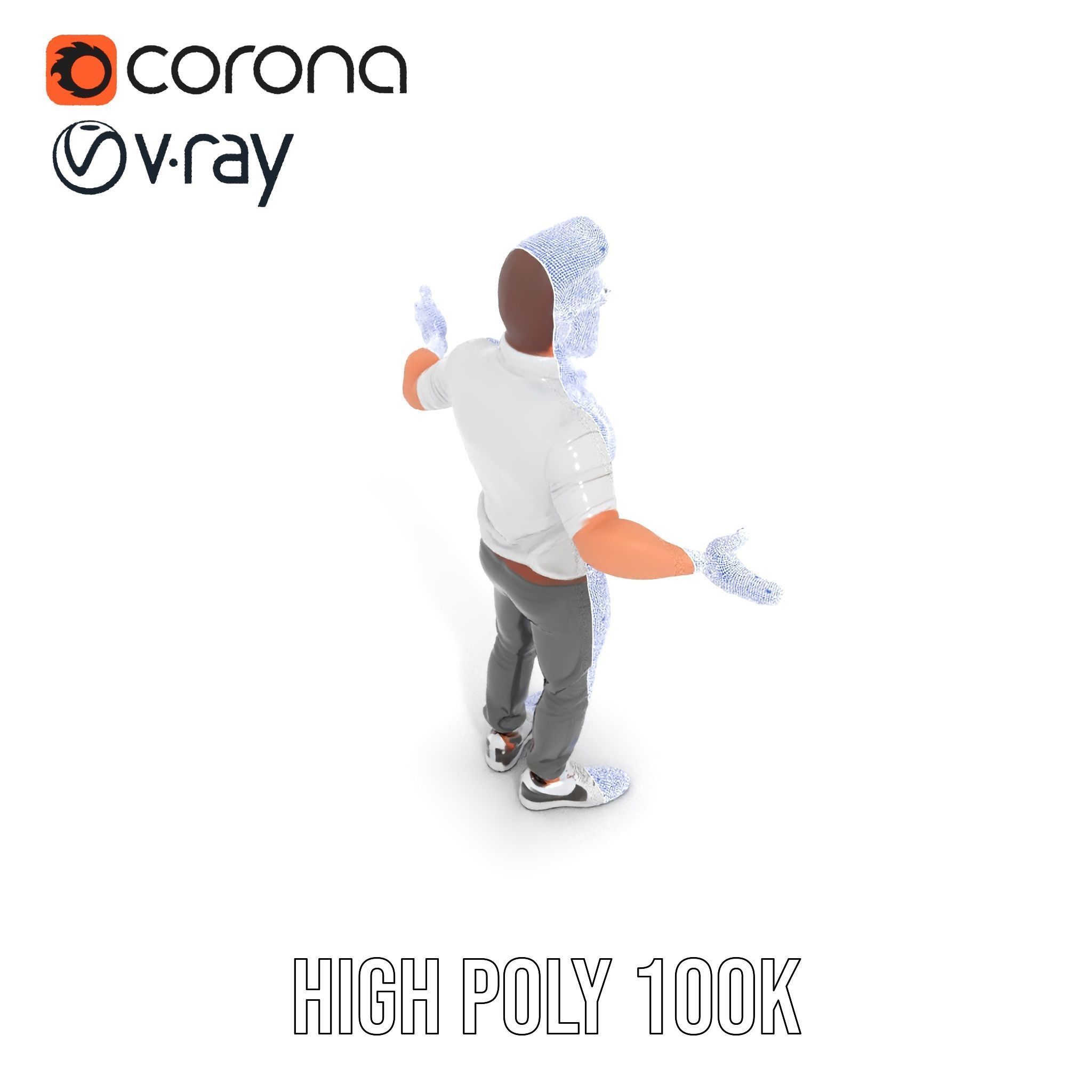 Bearded Modern Casual Male Character  Rigged and Animated Low-poly 3D model_35