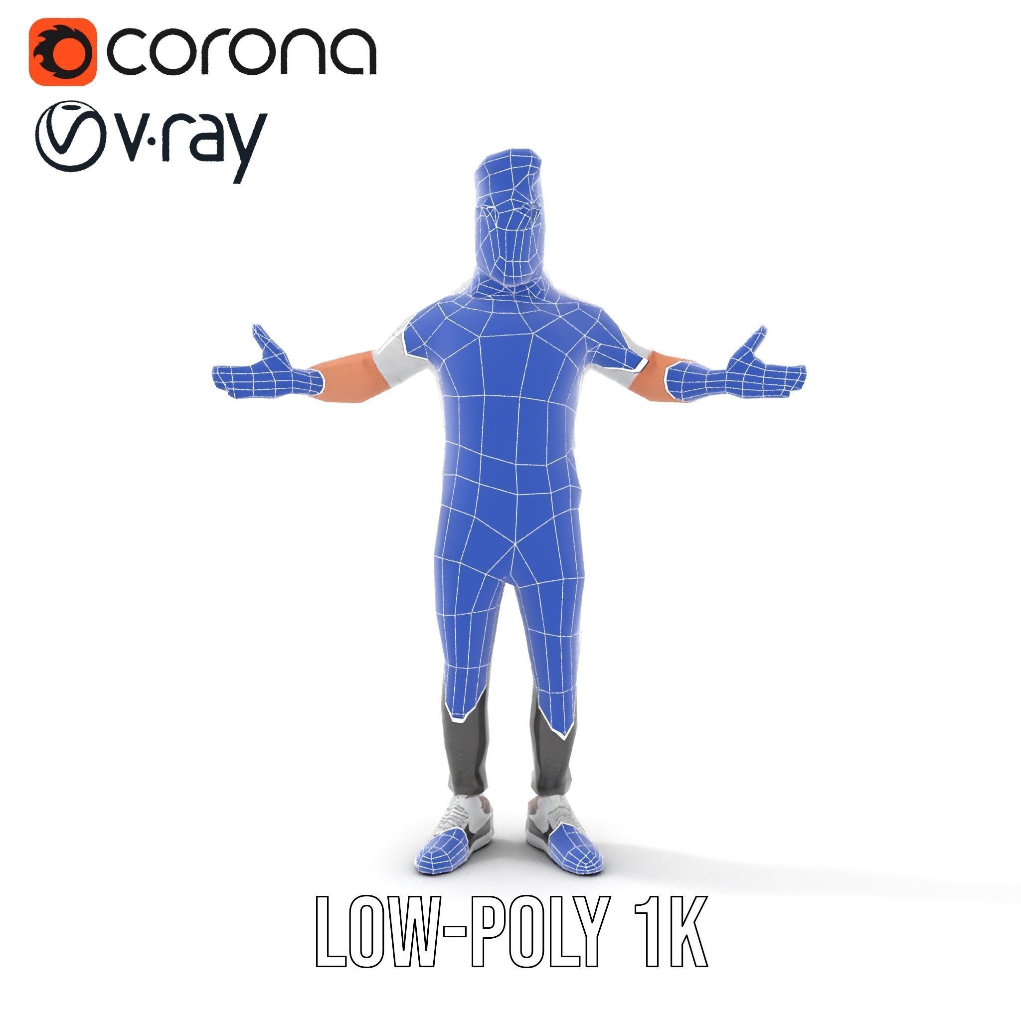 Bearded Modern Casual Male Character  Rigged and Animated Low-poly 3D model_30