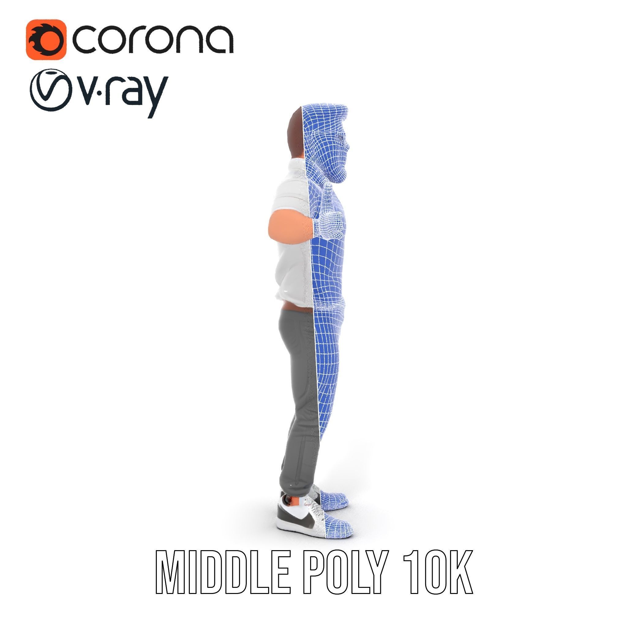 Bearded Modern Casual Male Character  Rigged and Animated Low-poly 3D model_32