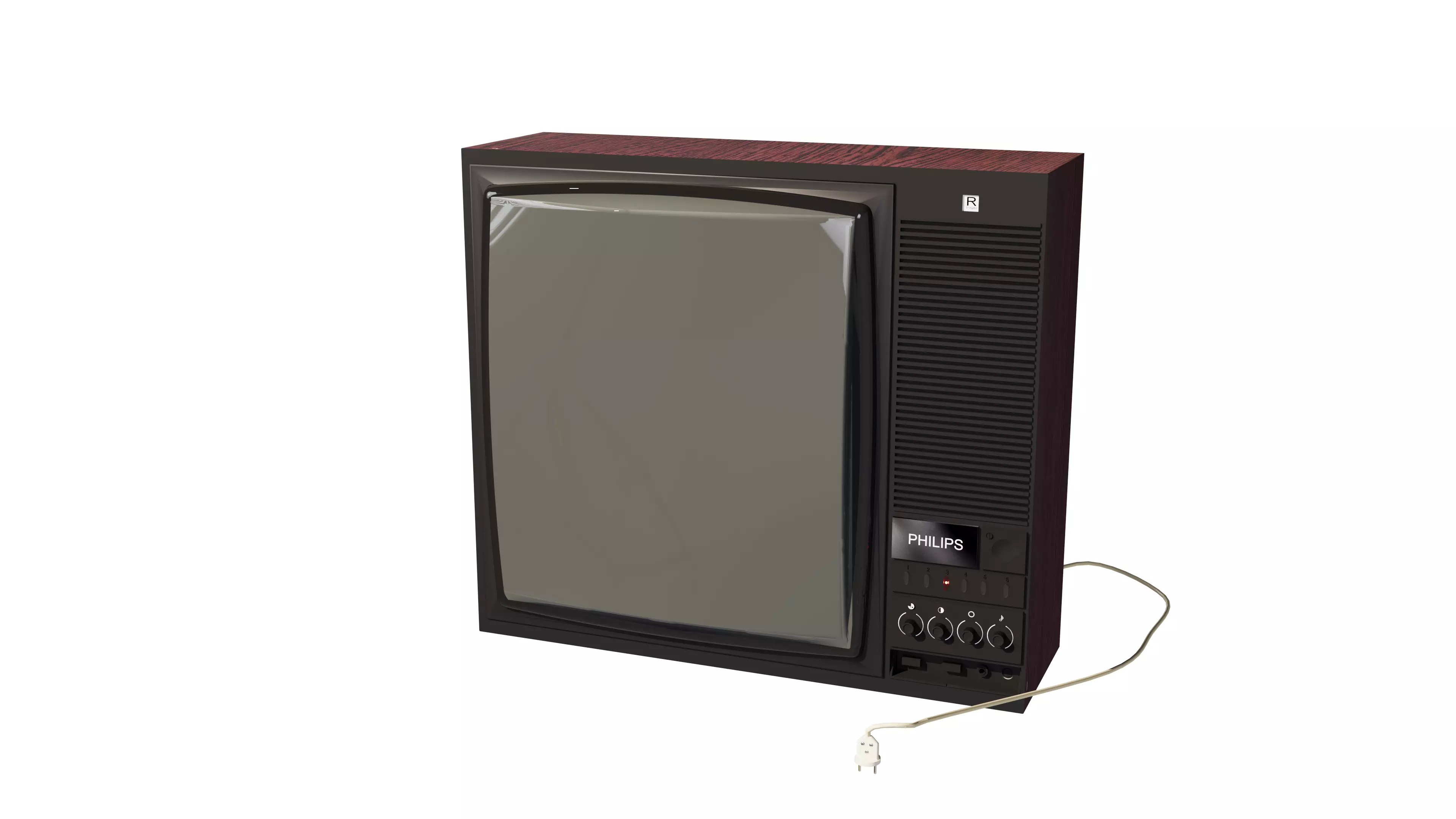 Vintage CRT TV Philips Retro Television 3D Model 3D model_0
