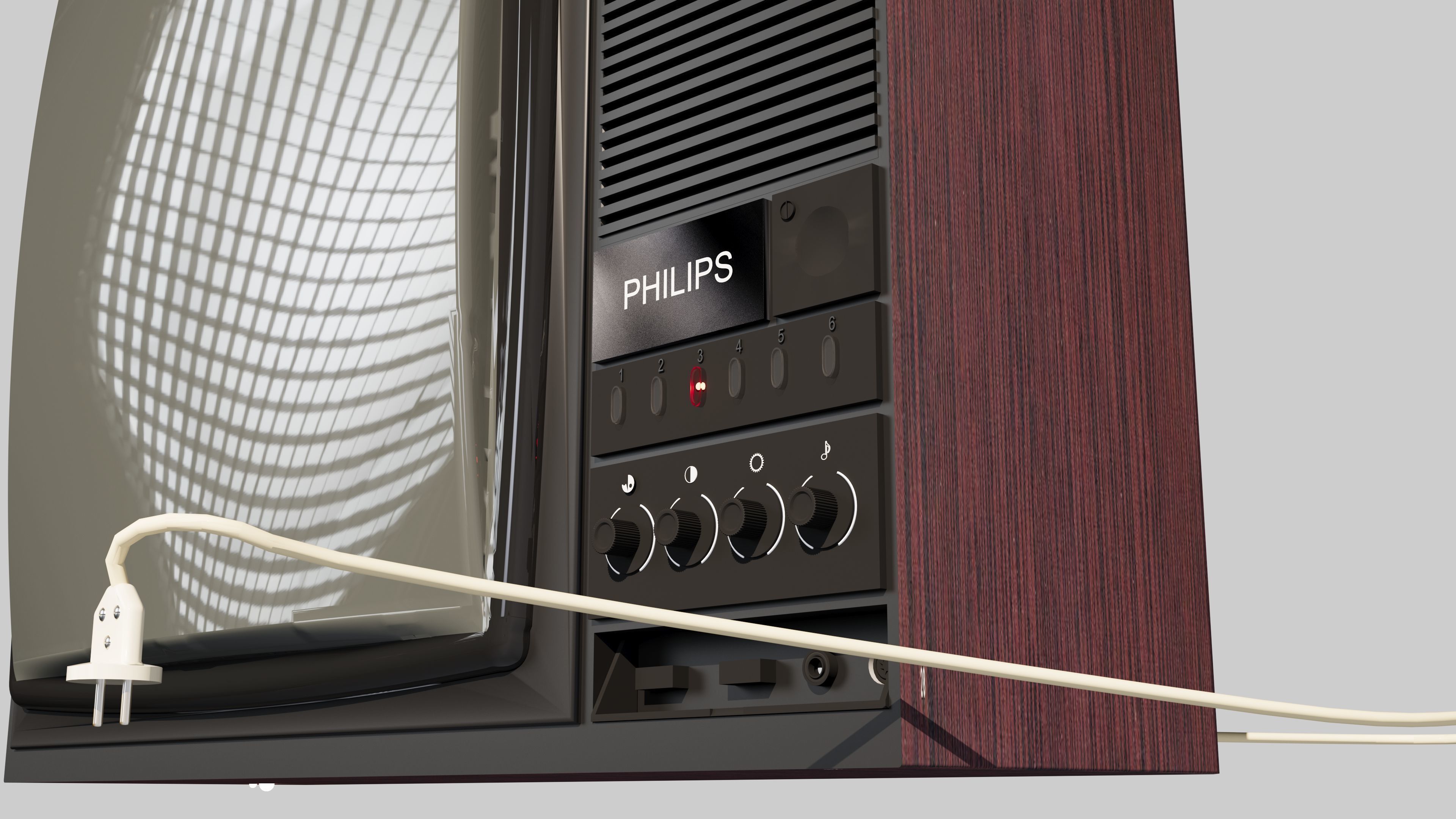 Vintage CRT TV Philips Retro Television 3D Model 3D model_3